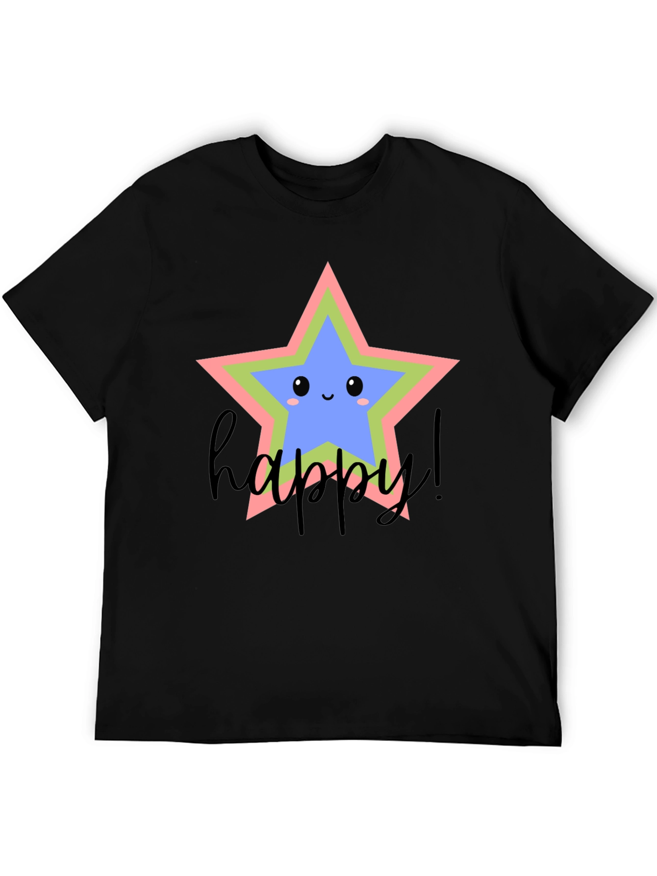 Black Cute Star Graphic Tee - Happy Vibes view 5
