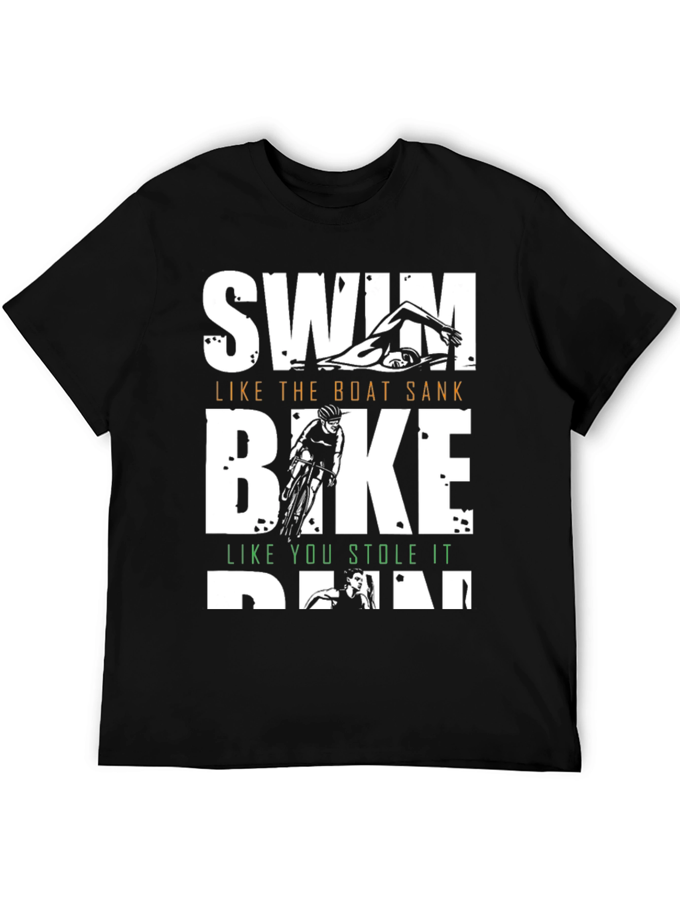 Black Triathlon T-Shirt: Swim, Bike, Run view 5