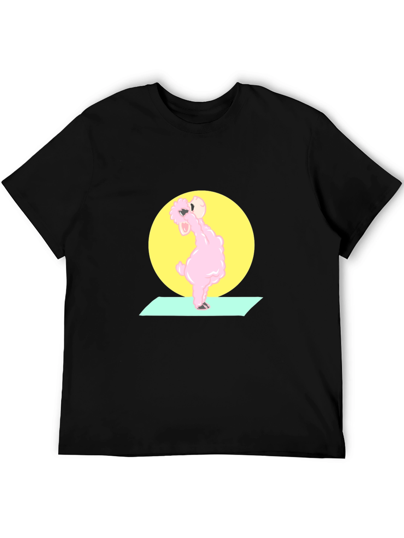 Black Yoga Llama Black Graphic T-Shirt view 5