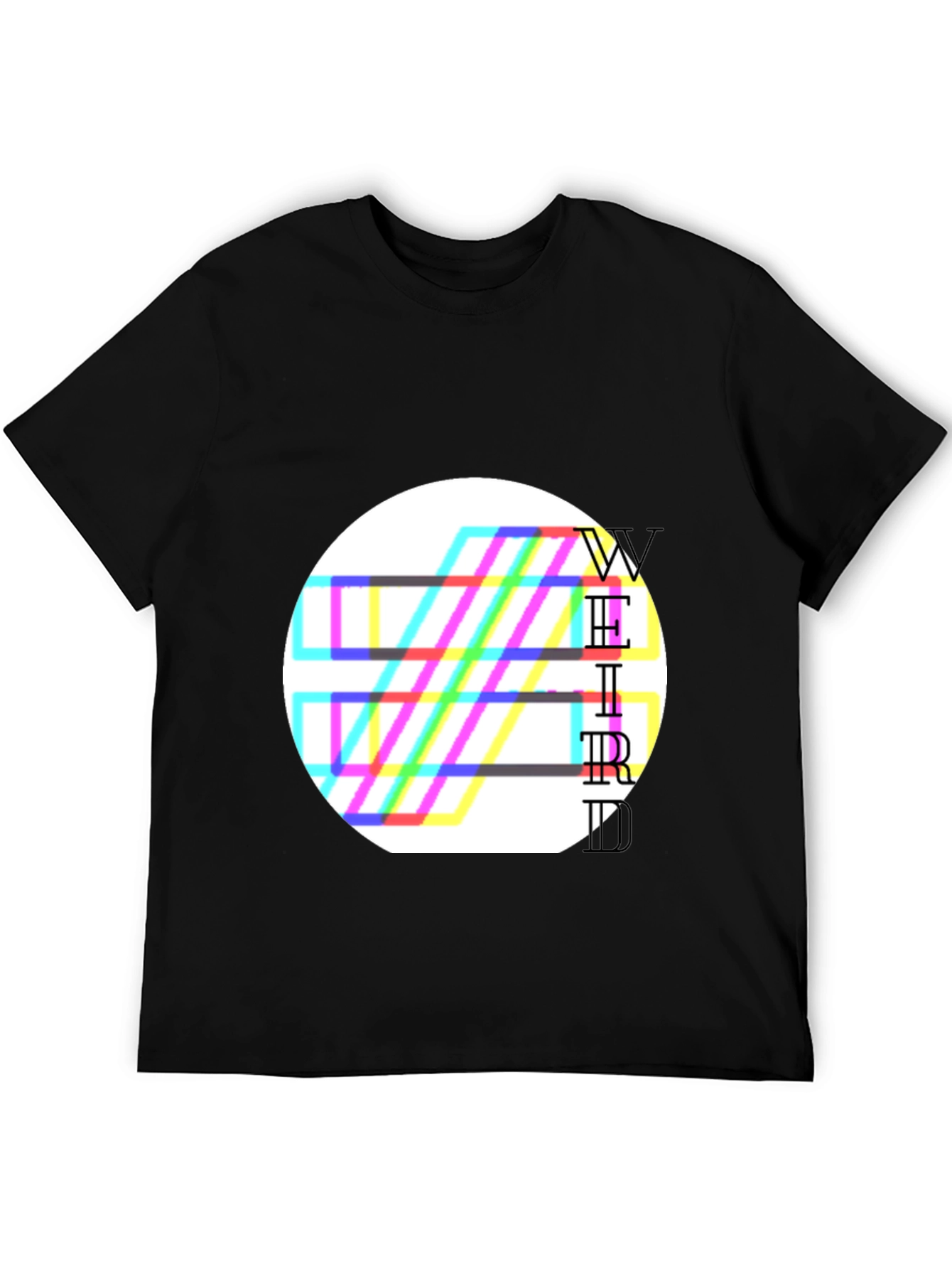 Black Weird Graphic Tee - Black Cotton Blend T-Shirt view 5