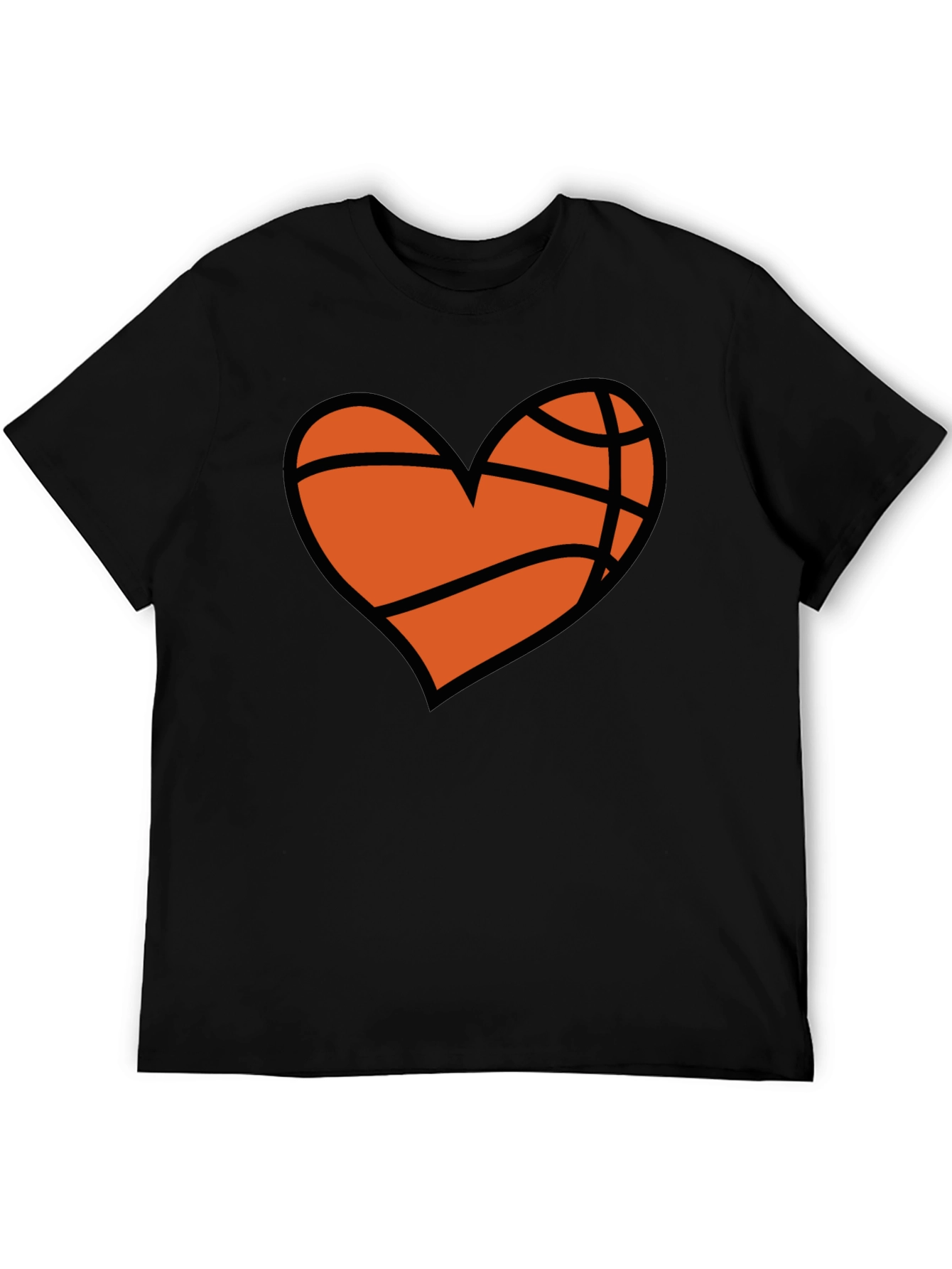 Black Basketball Heart Graphic T-Shirt view 5