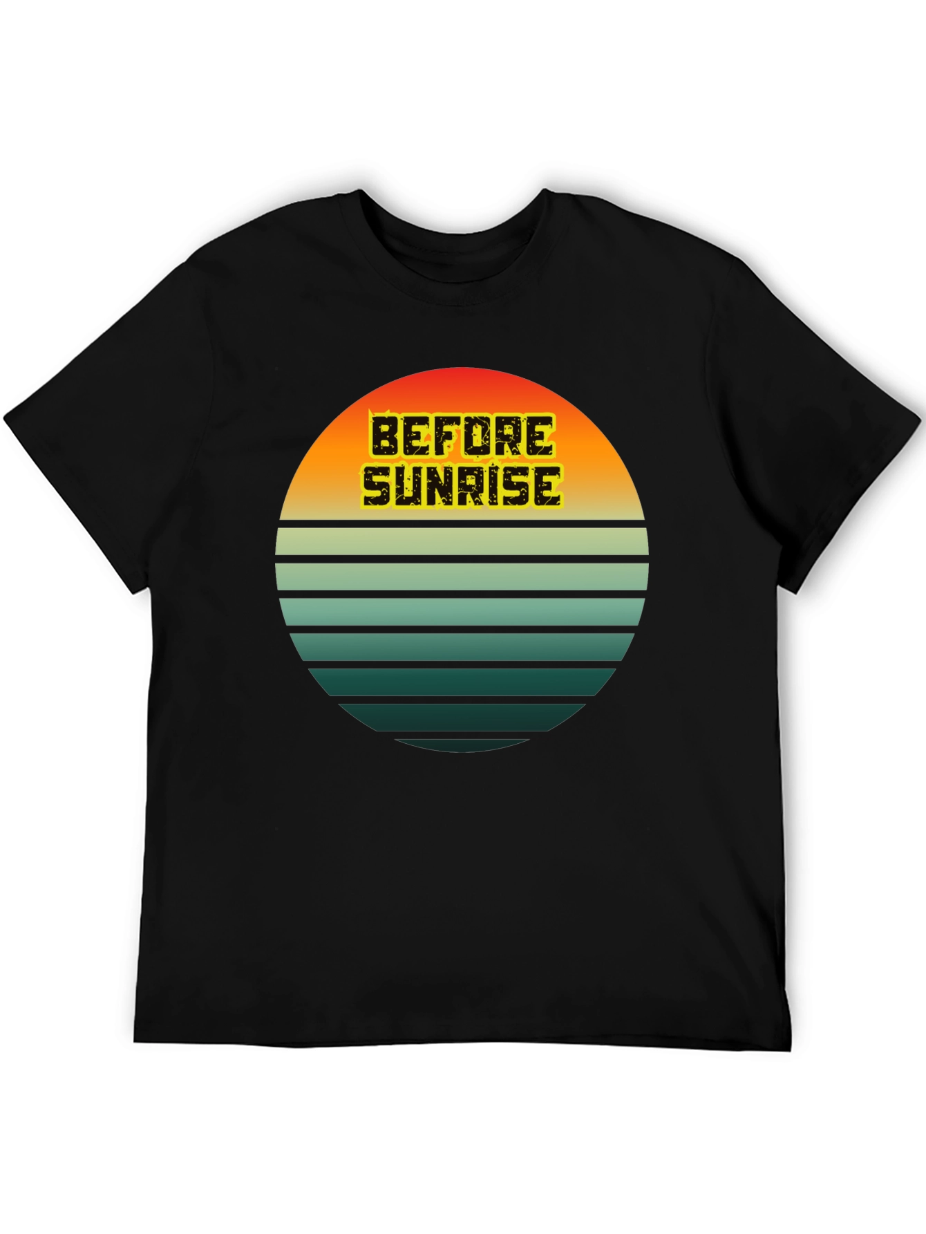 Black Retro Sunset 'Before Sunrise' Graphic Tee - Unisex view 5