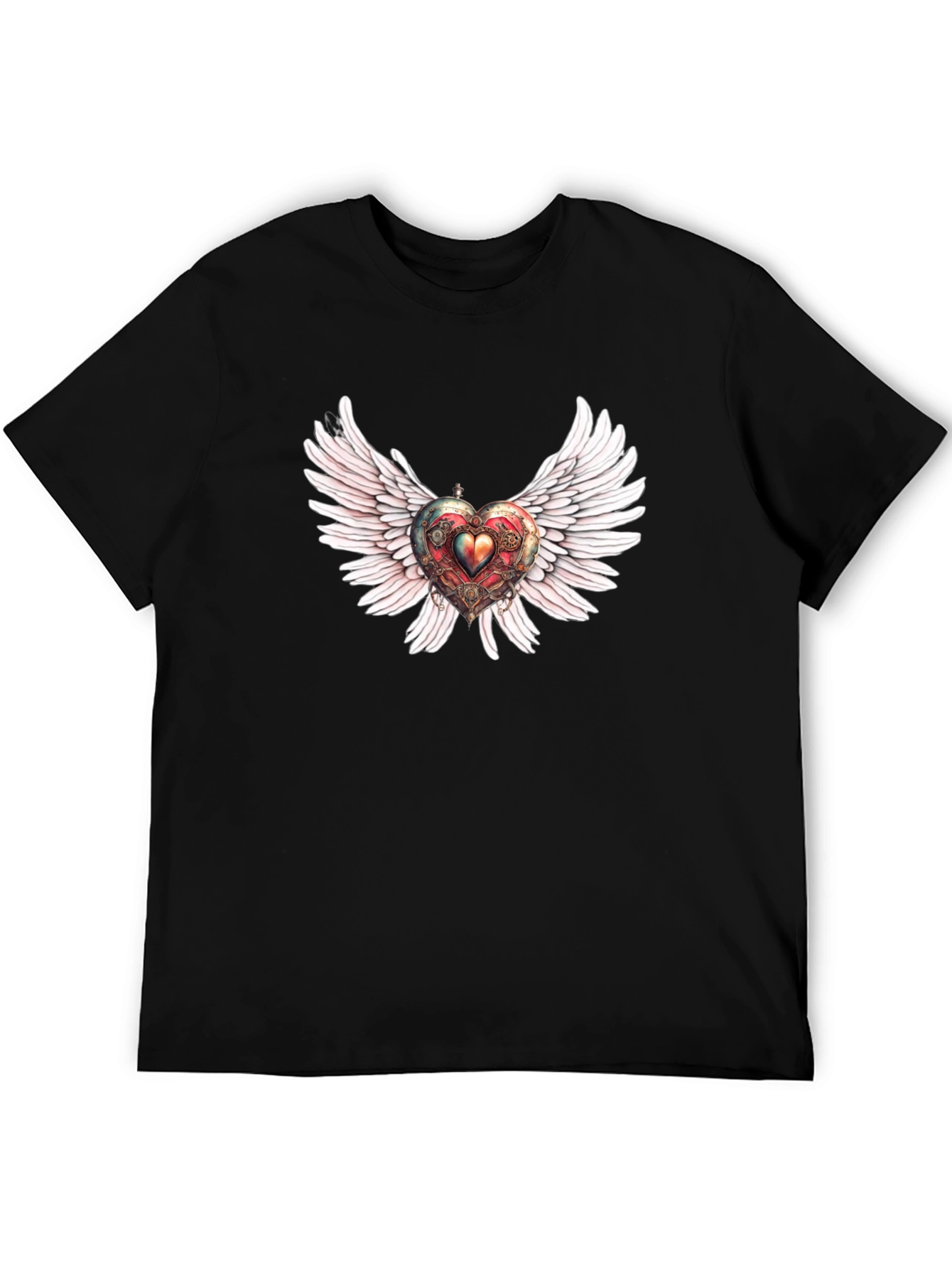 Black Winged Steampunk Heart Graphic Tee view 5