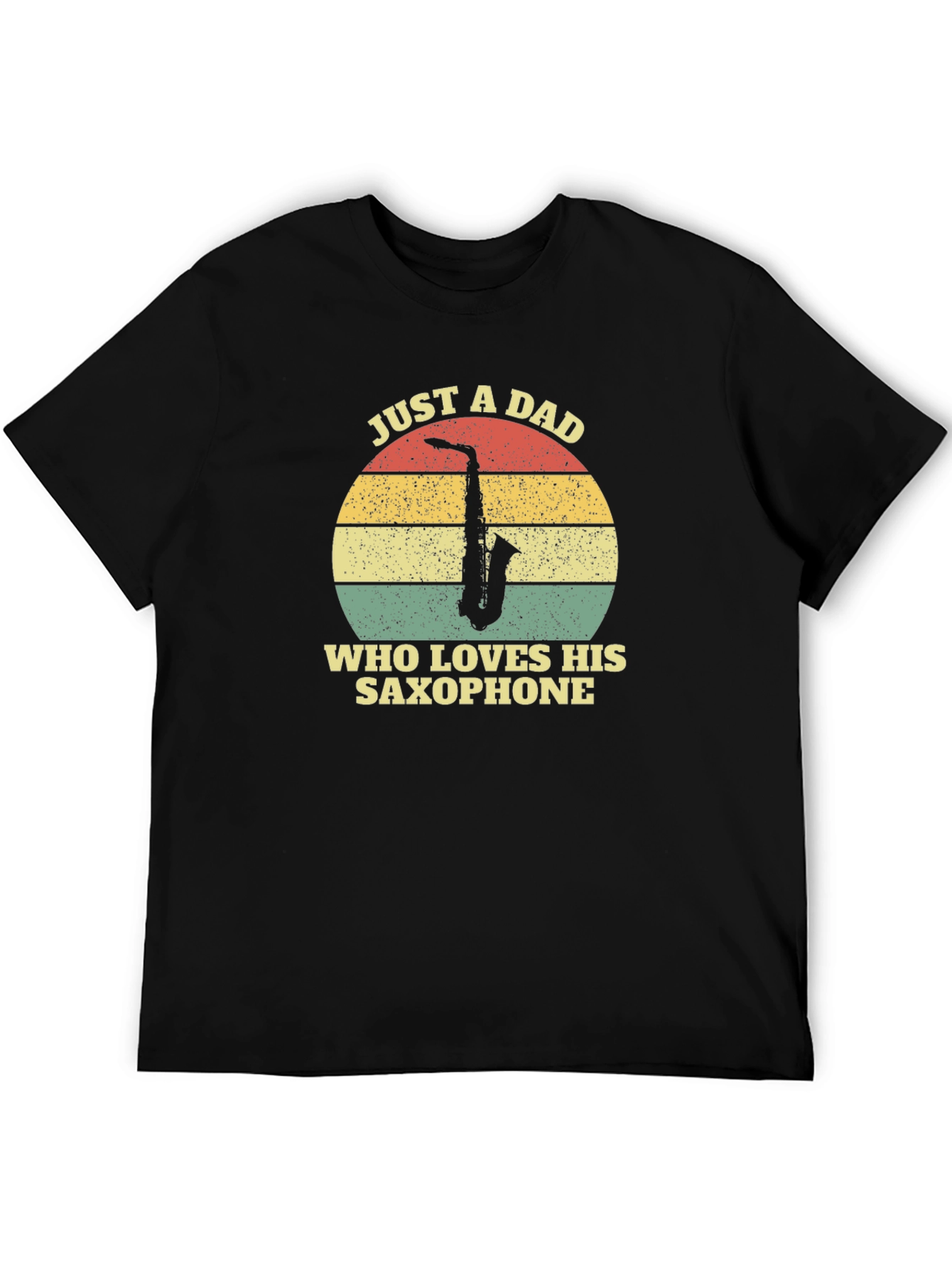 Black Just a Dad Who Loves His Saxophone - Men's Black T-Shirt view 5
