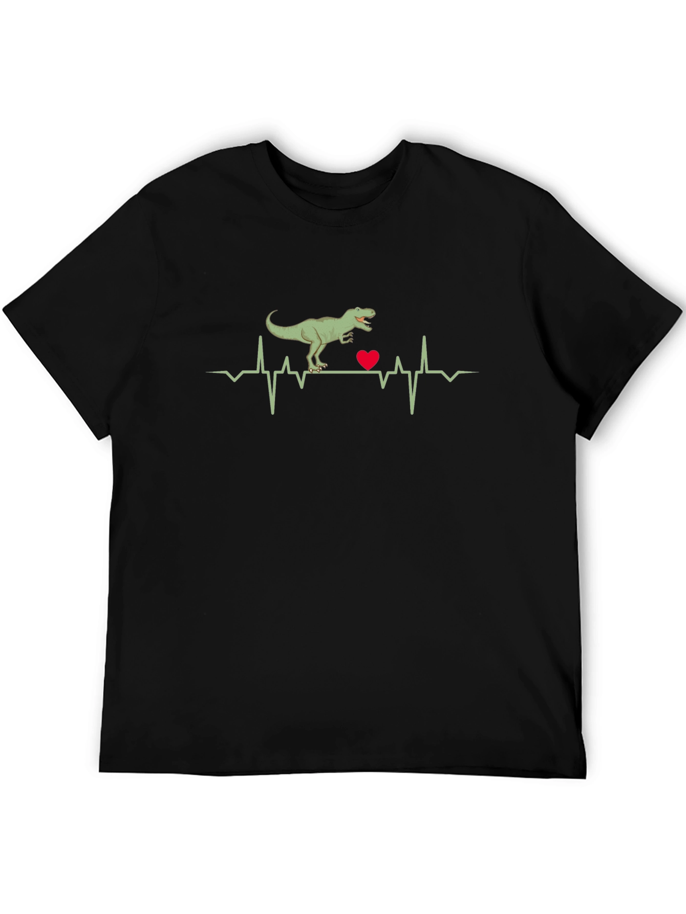 Black Dino Heartbeat T-Shirt -  Novelty Graphic Tee view 5