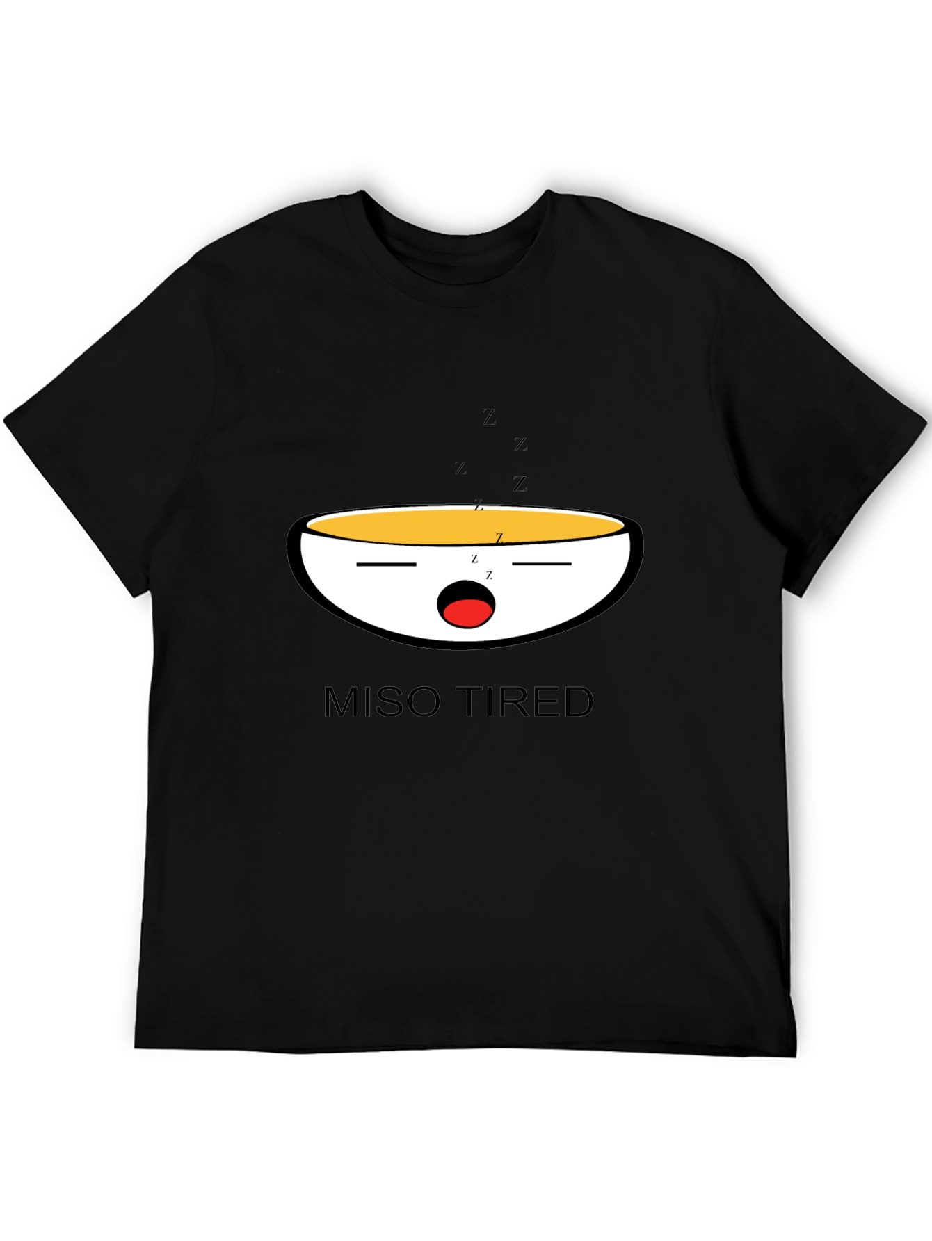 Black Miso Tired Funny Graphic T-Shirt view 5