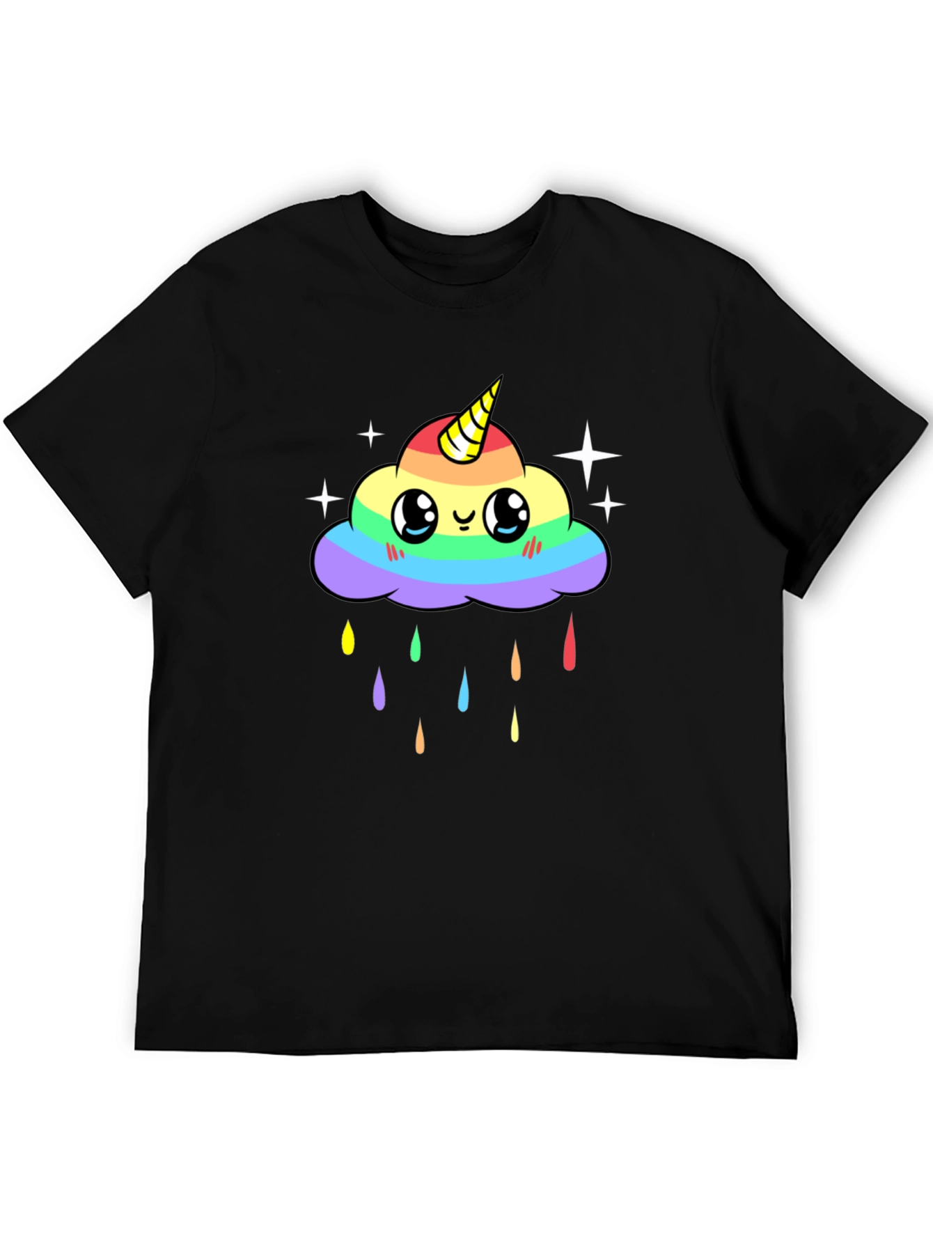 Black Rainbow Unicorn Cloud T-Shirt view 5