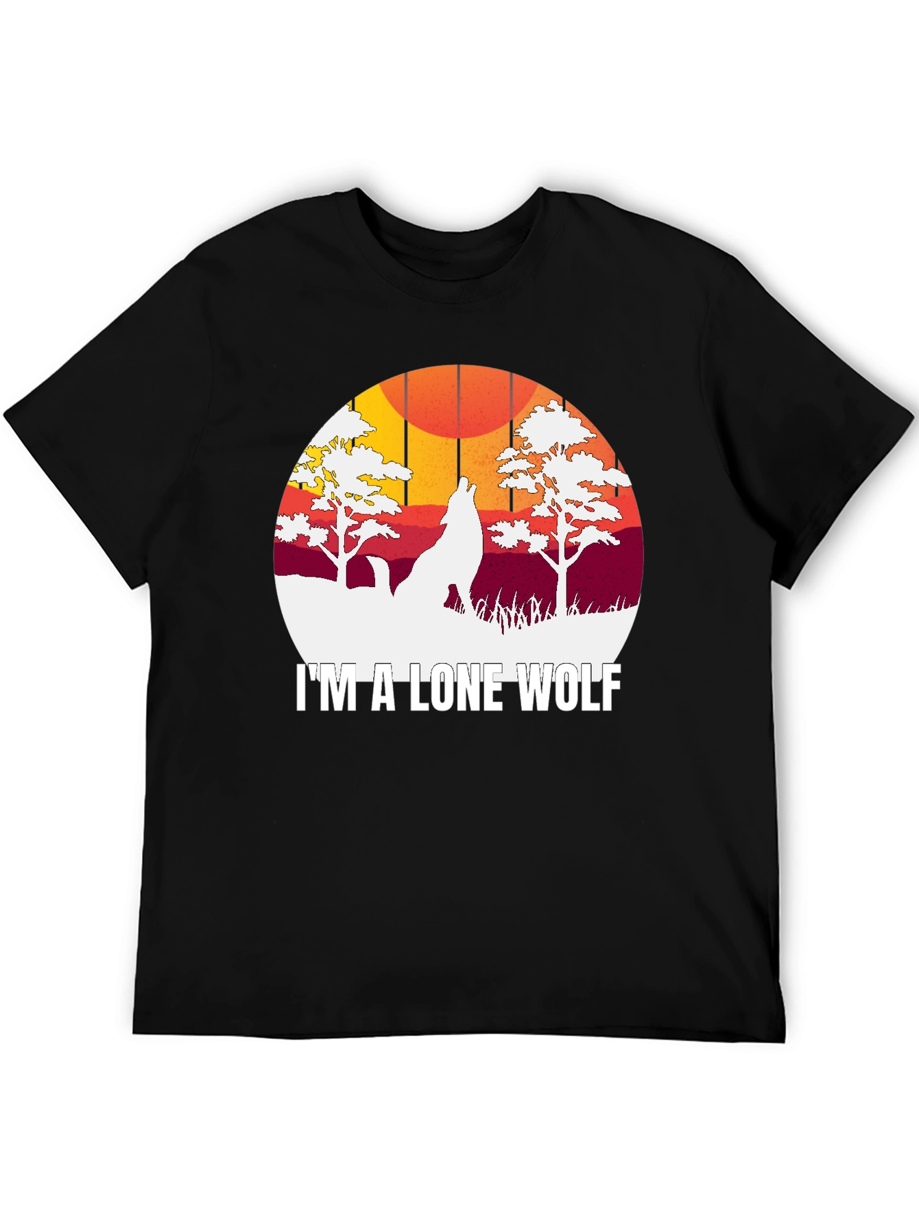 Black Lone Wolf Graphic Tee - Men's Black T-Shirt view 5