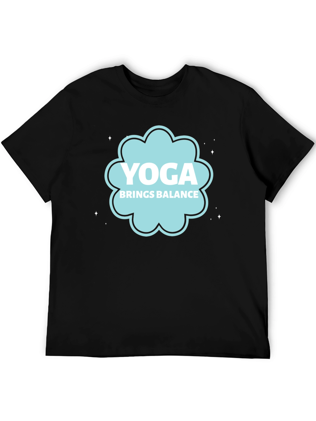 Black Yoga Brings Balance Black Graphic Tee view 5