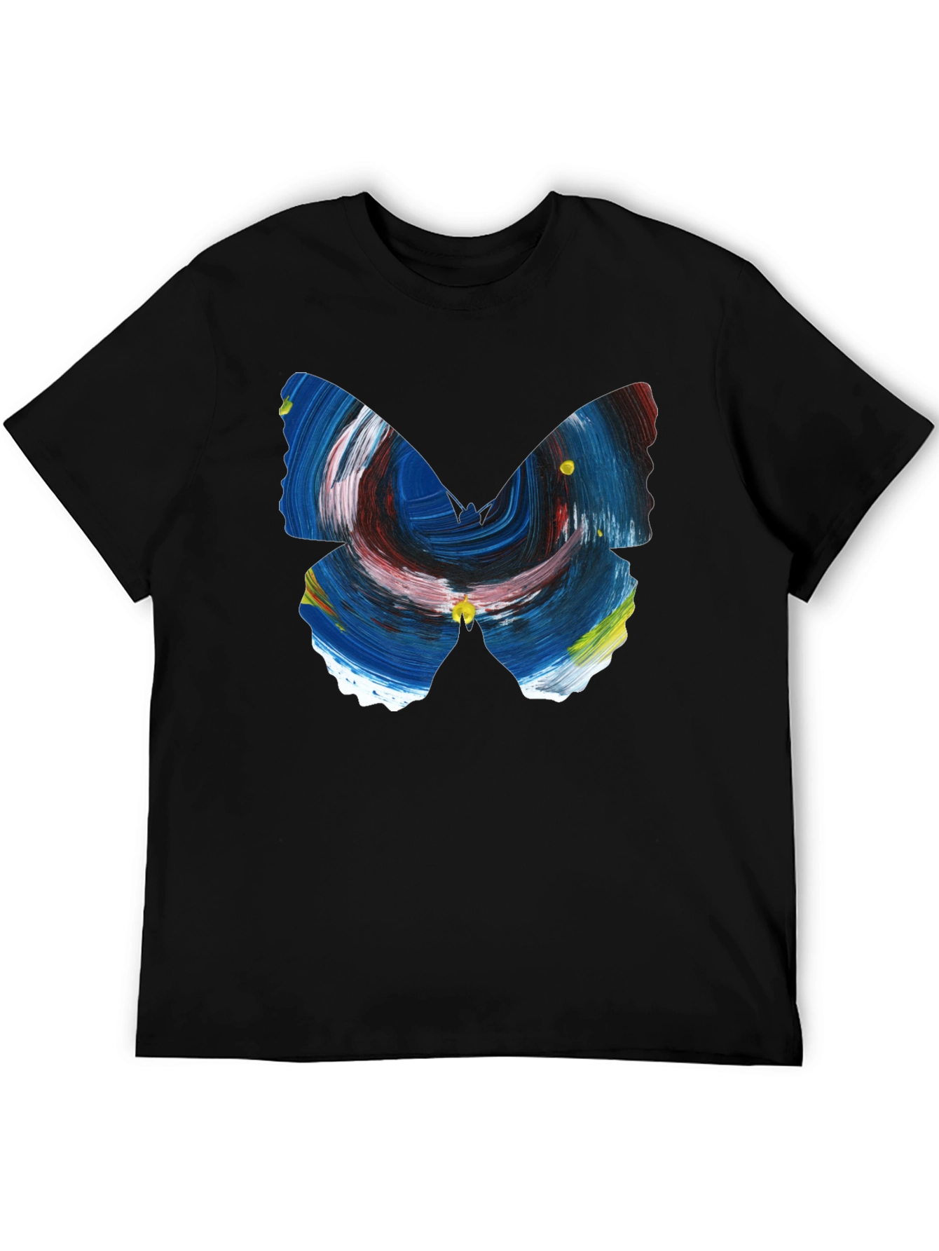Black Abstract Butterfly Graphic Men's Black T-Shirt view 5