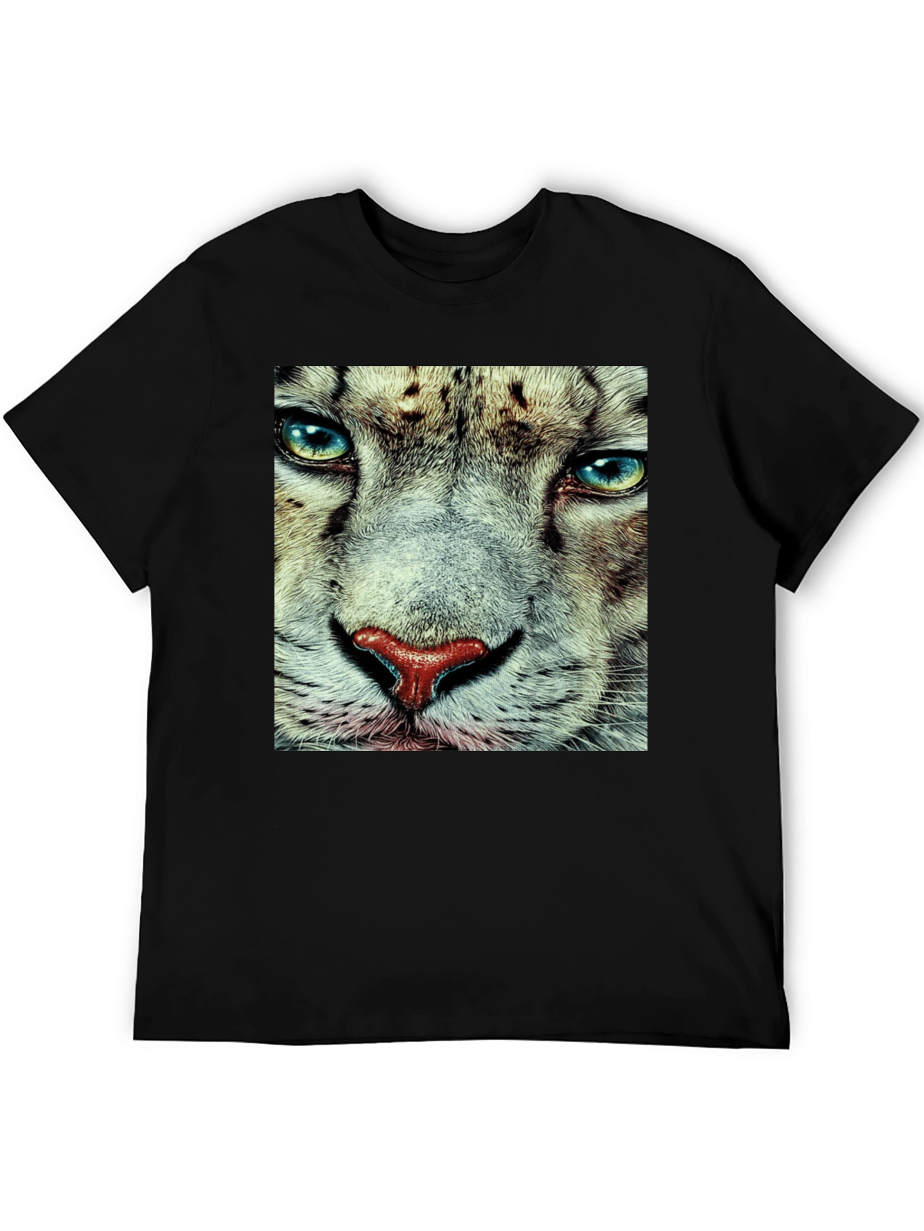 Black Snow Leopard Face Graphic T-Shirt - Black view 5