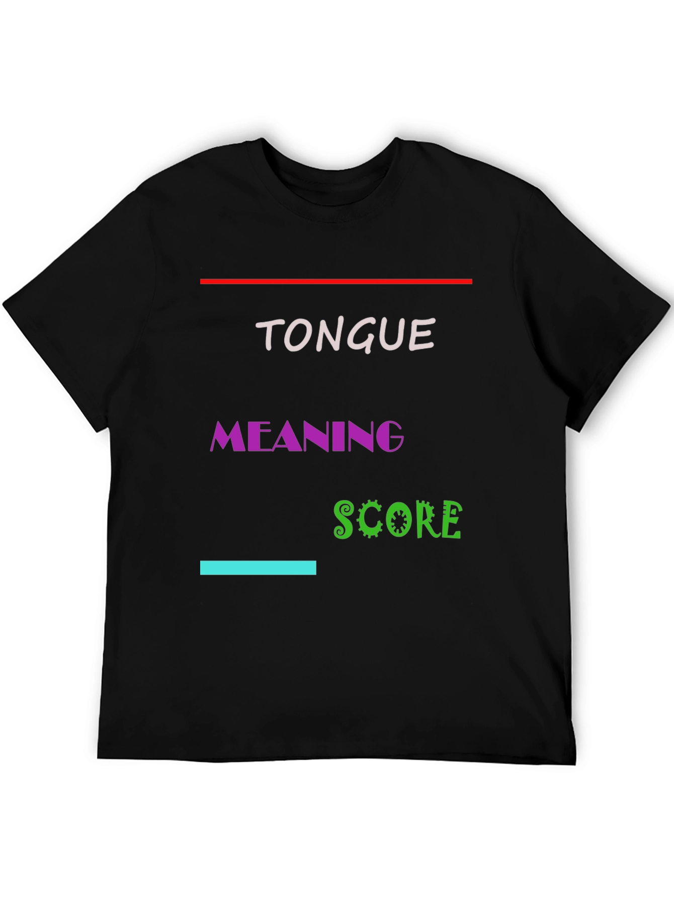 Black Tongue Meaning Score Graphic Tee - Black Cotton Blend T-Shirt view 5
