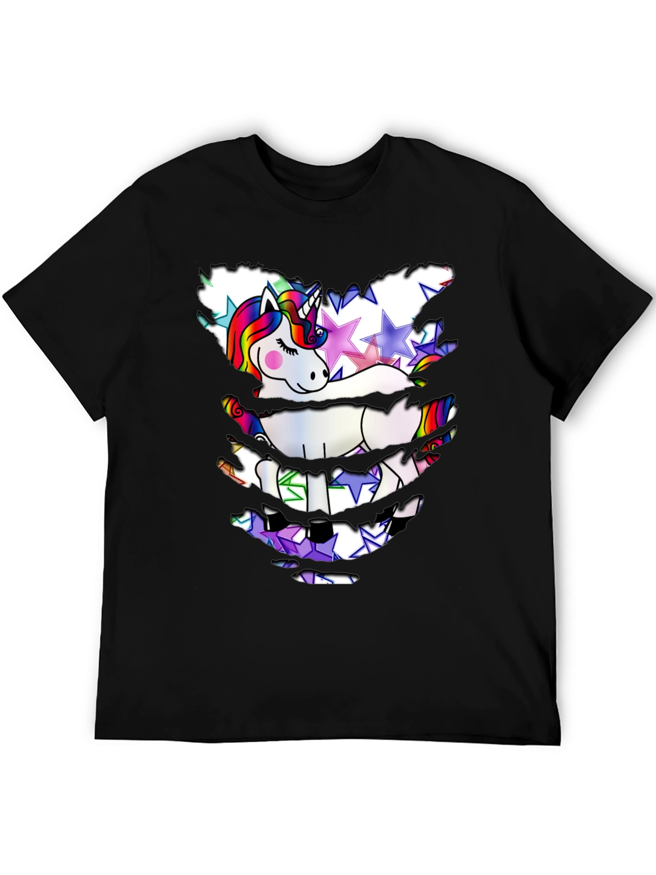 Black Unicorn Star T-Shirt - Distressed Look view 5