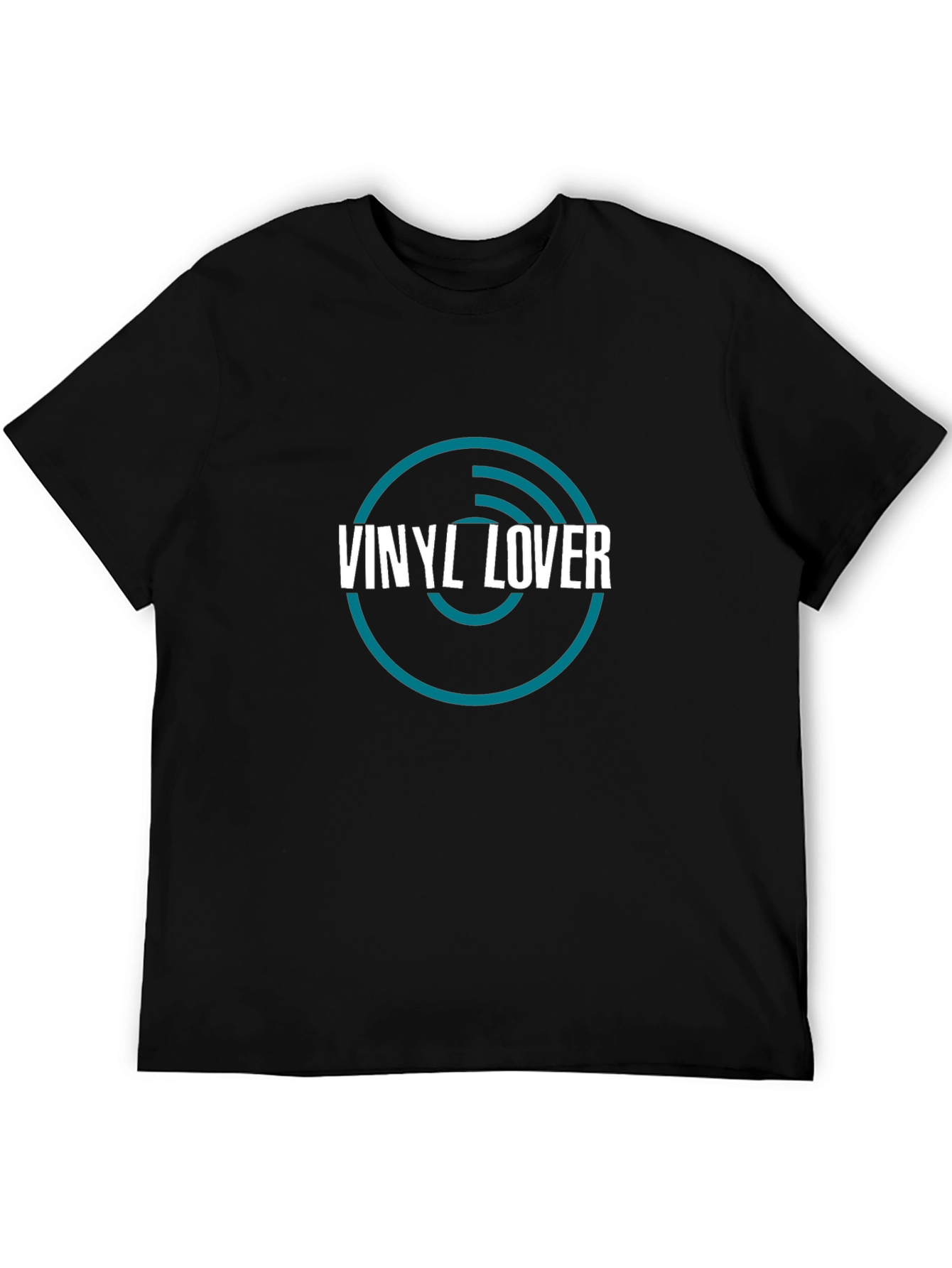 Black Vinyl Lover Graphic Tee - Black Cotton T-Shirt view 5