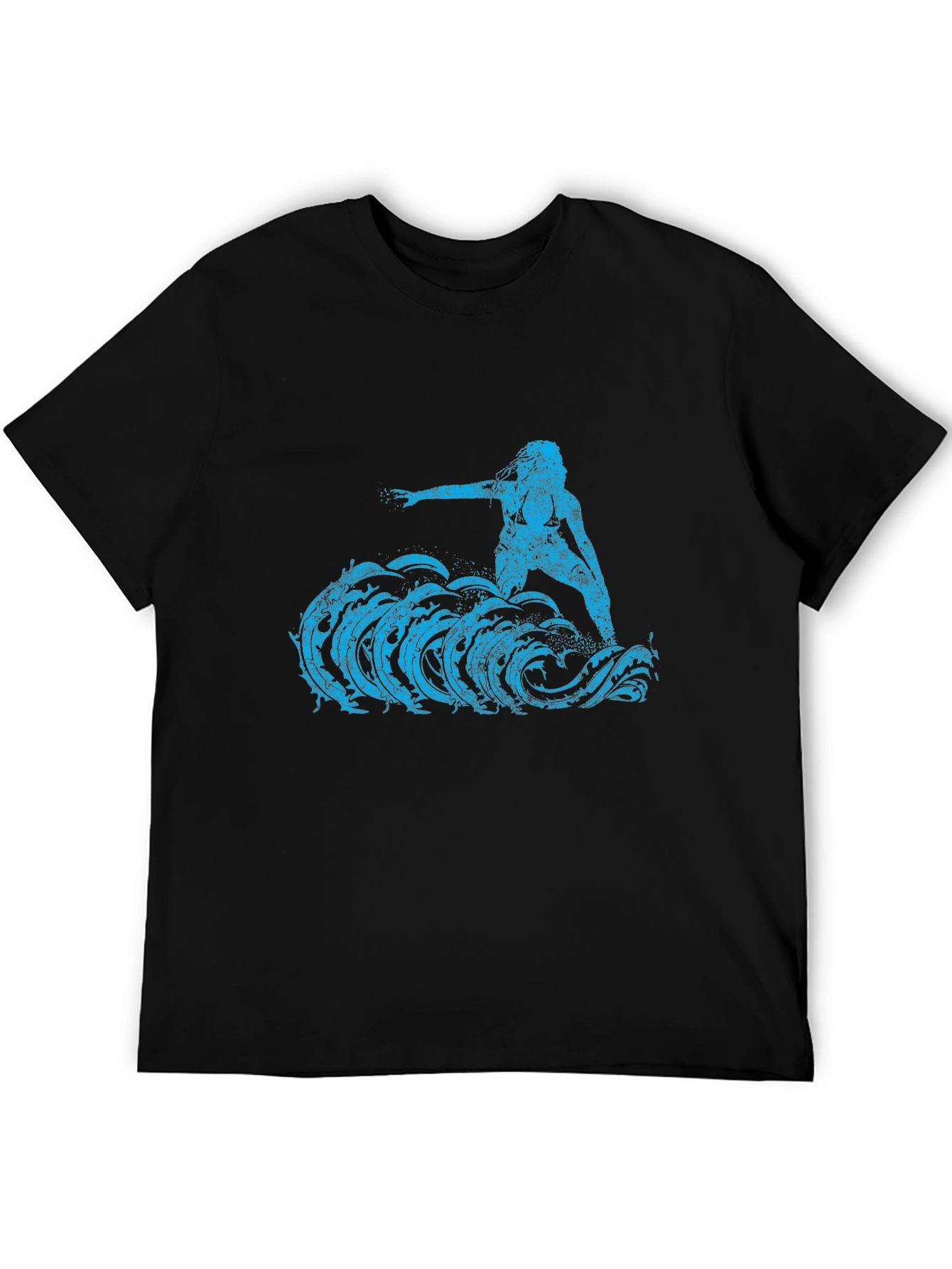 Black Surfer Girl Tee - Black Cotton Graphic T-Shirt view 5