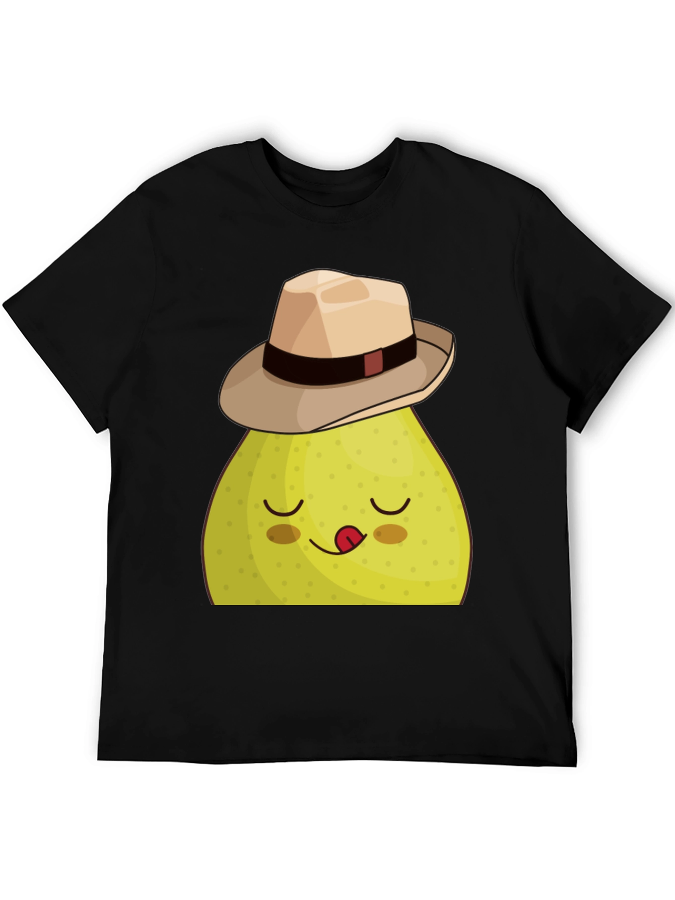 Black Funny Pear with Hat Graphic Tee - Black view 5