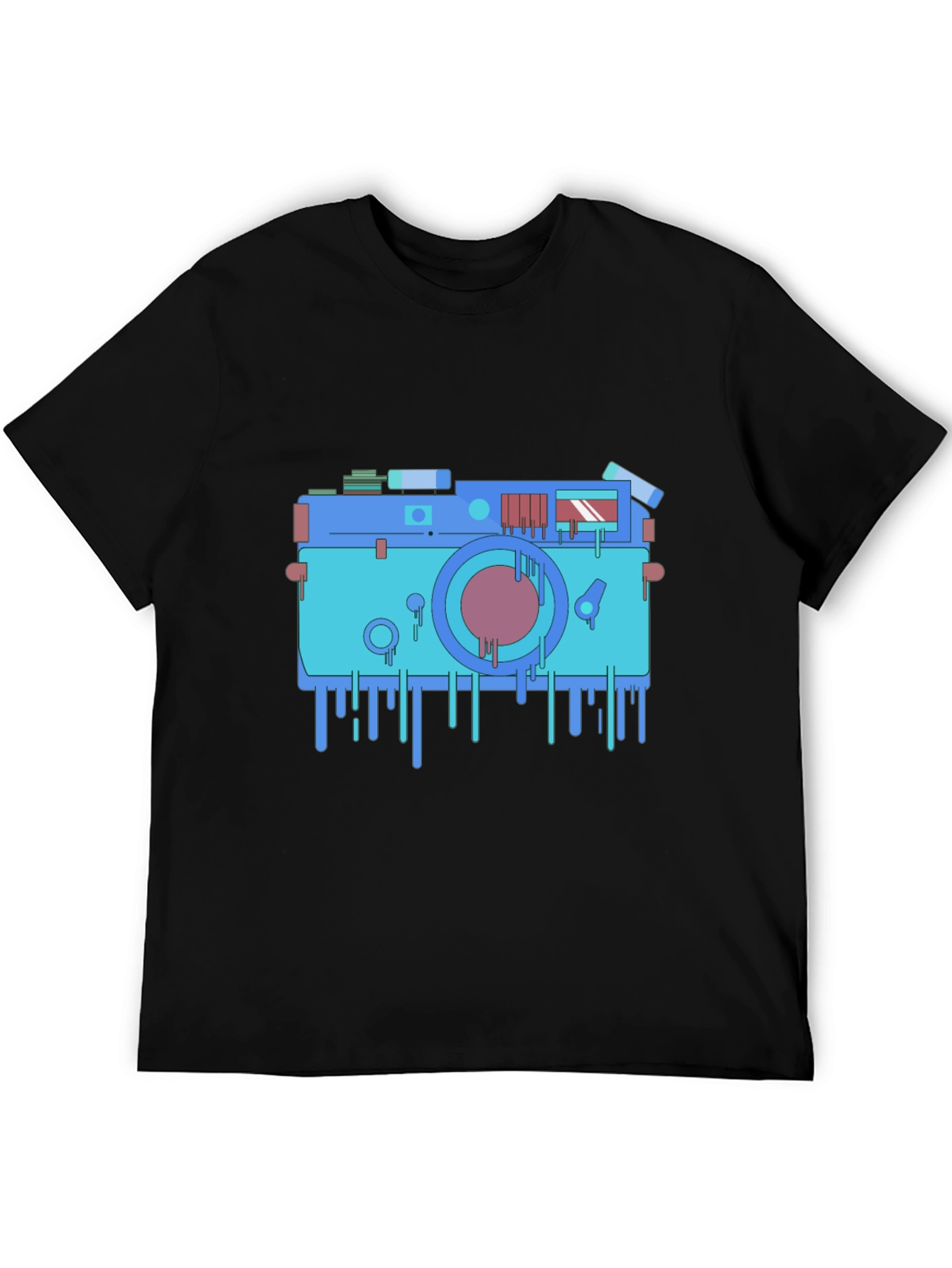 Black Retro Camera Graphic Tee - Cool Photo Lover Shirt view 5