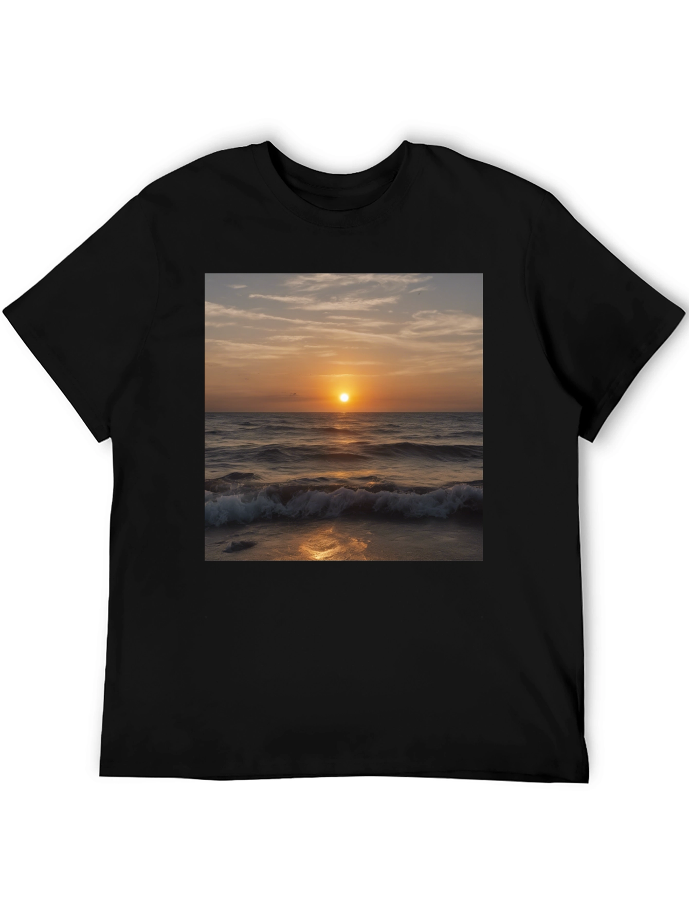 Black Sunset Waves Black T-Shirt view 5