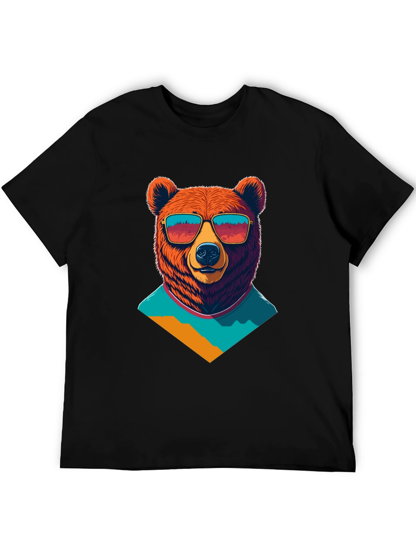 Black Cool Bear Graphic Tee - Black Cotton T-Shirt view 5