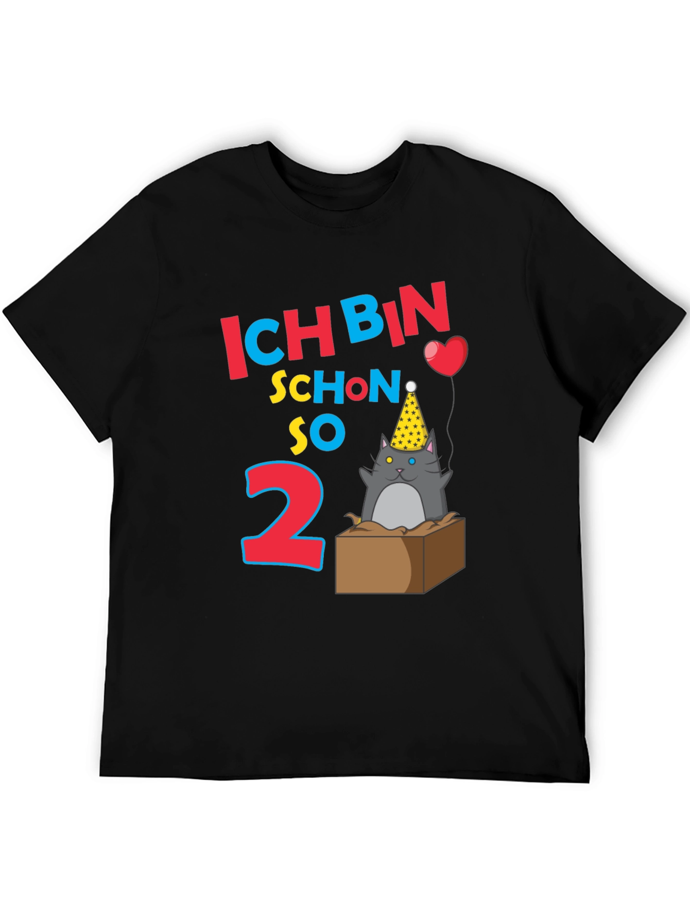 Black Ich Bin Schon So 2 Birthday Cat T-Shirt view 5