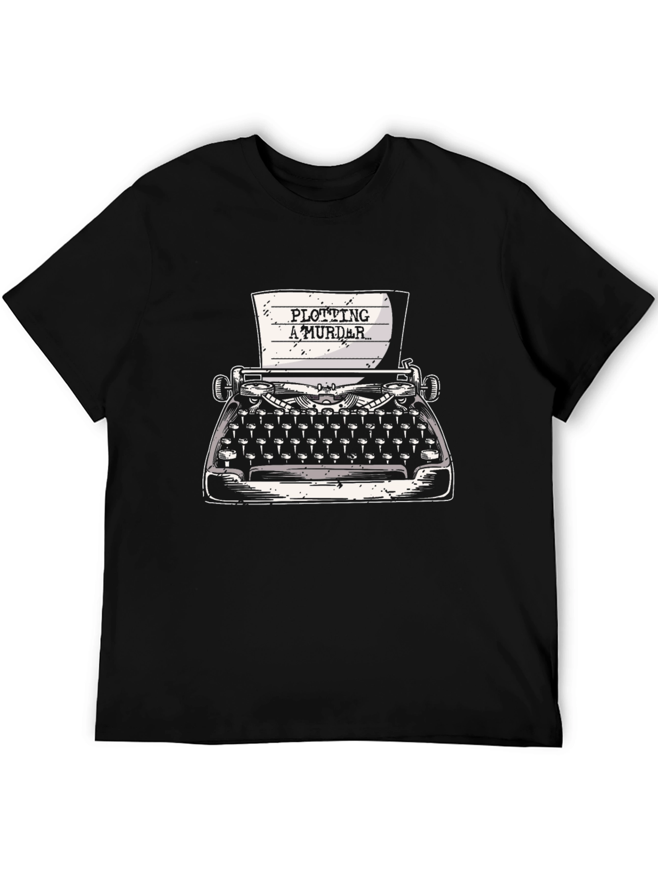Black Plotting a Murder Typewriter T-Shirt view 5