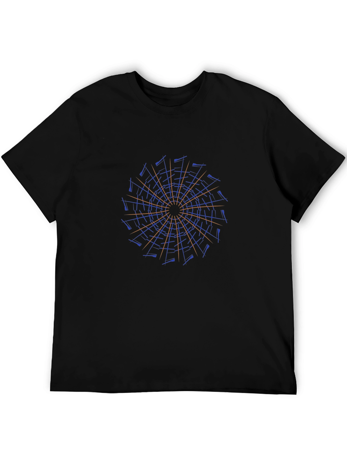Black Geometric Mandala Black T-Shirt view 5