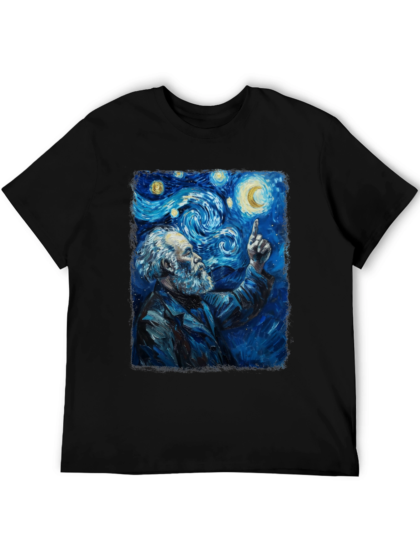 Black Starry Night Philosopher Graphic Tee view 5