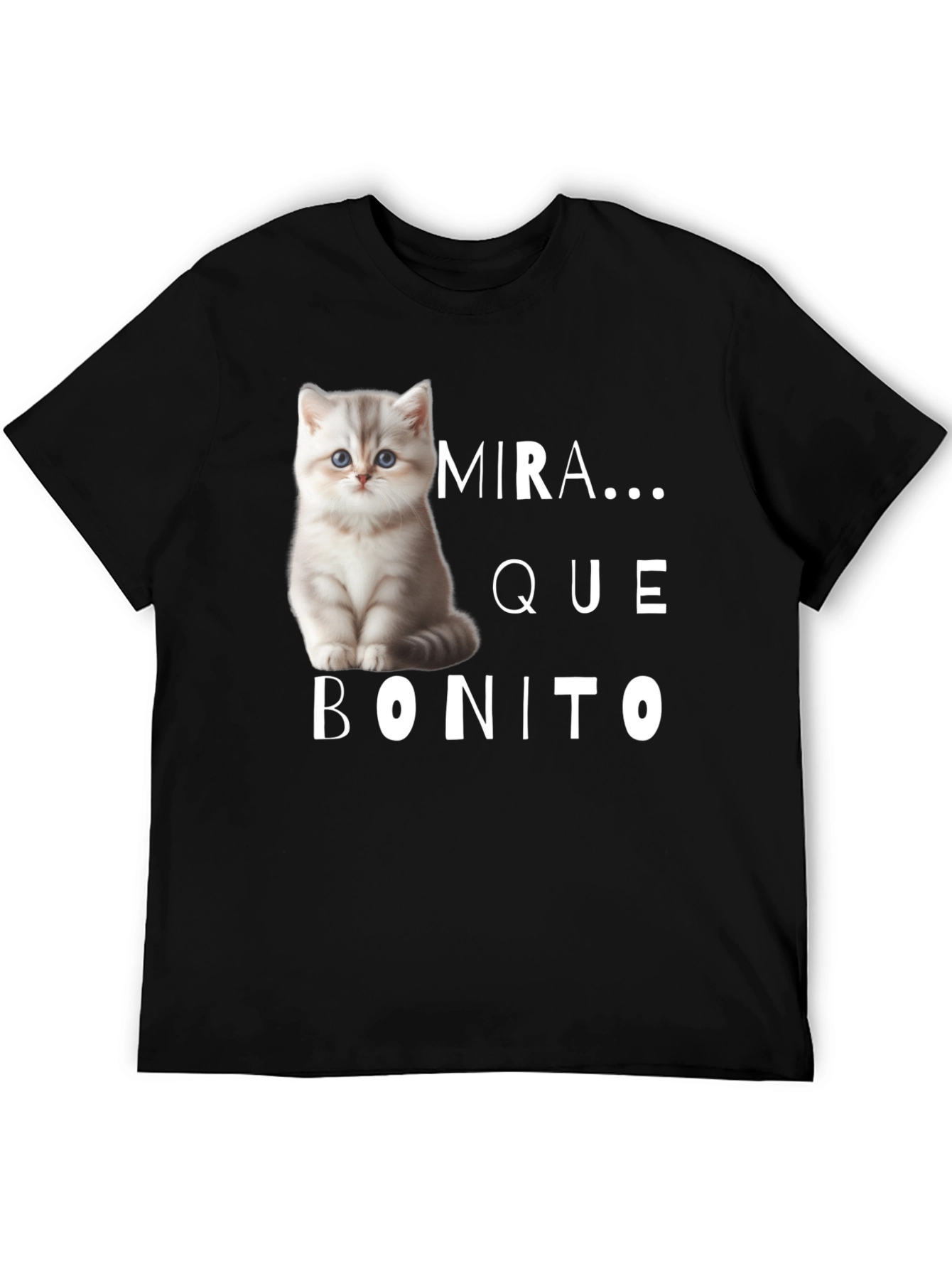 Black Cute Cat T-Shirt - Mira Que Bonito! view 5