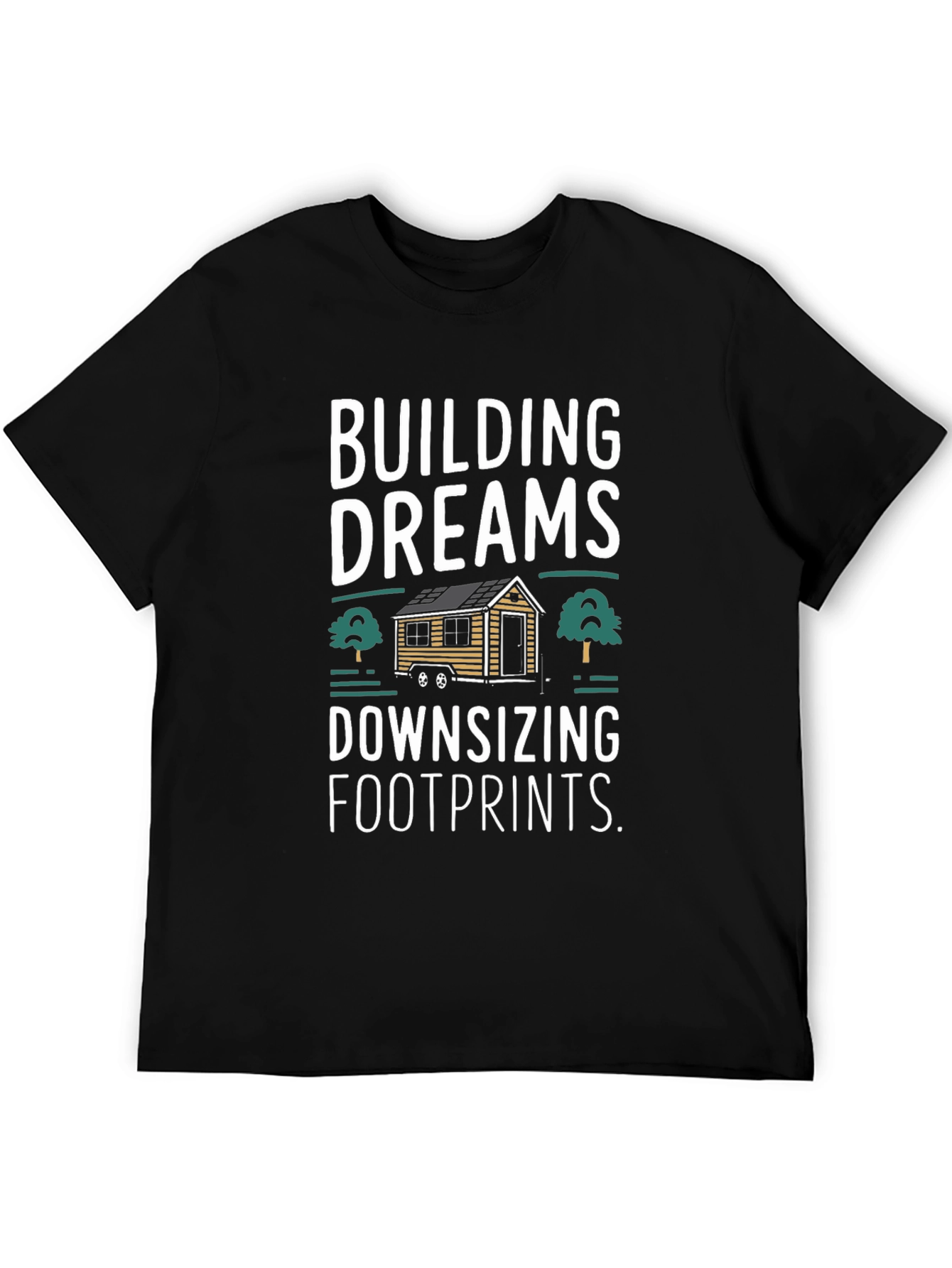Black Building Dreams Downsizing Footprints Graphic T-Shirt view 5