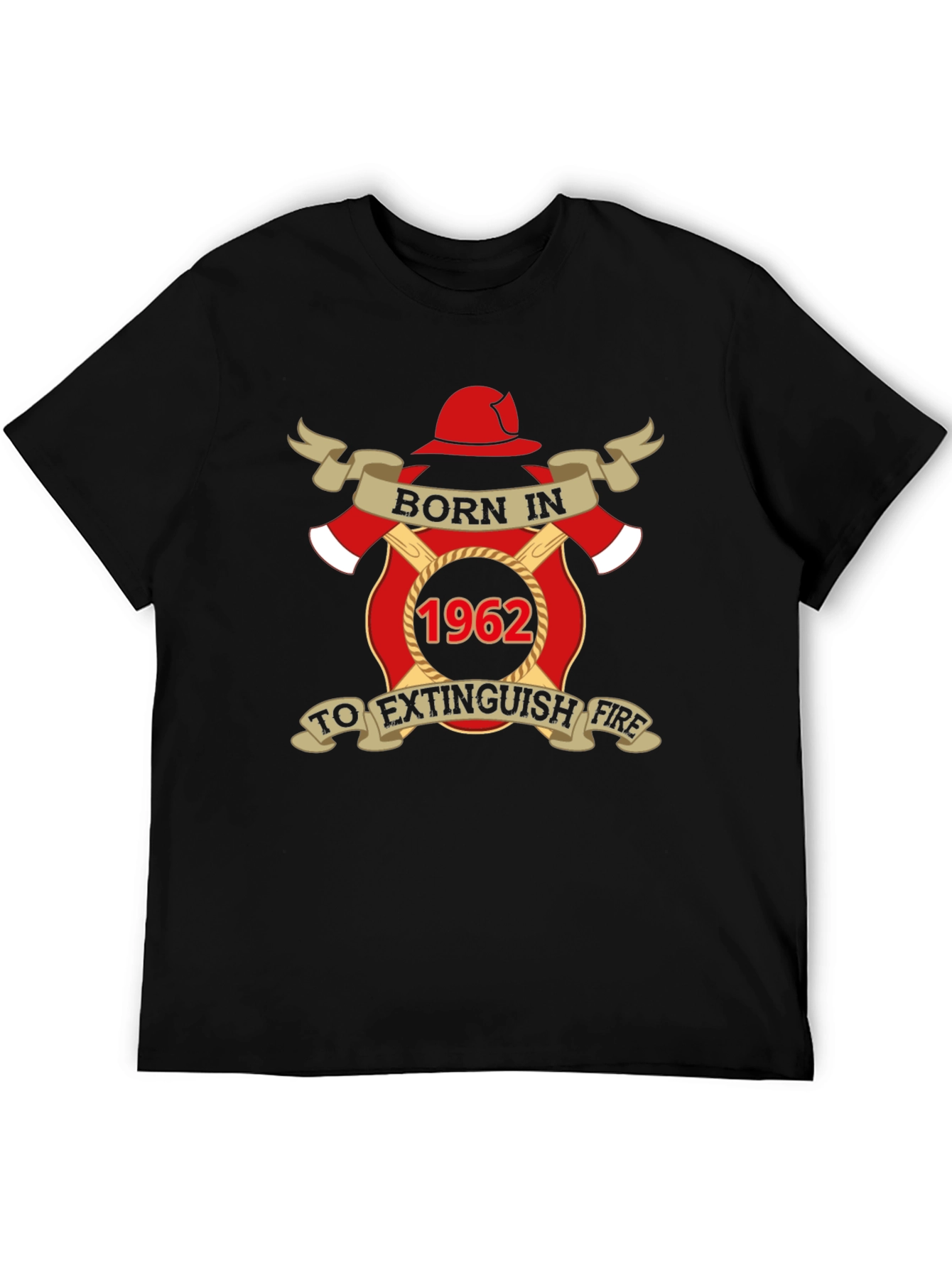 Black Born in 1962 Firefighter T-Shirt view 5
