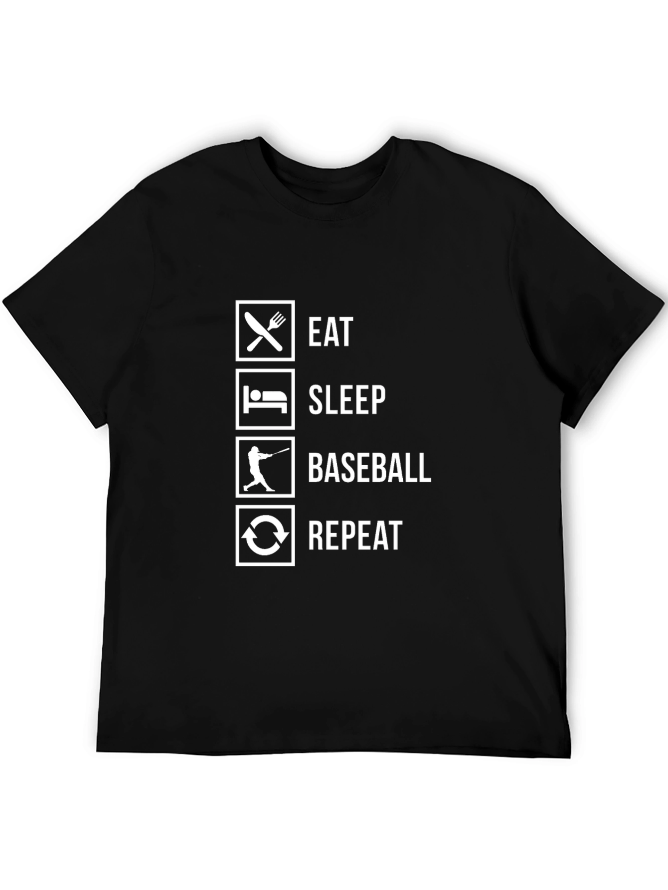 Black Eat Sleep Baseball Repeat Graphic Tee view 5