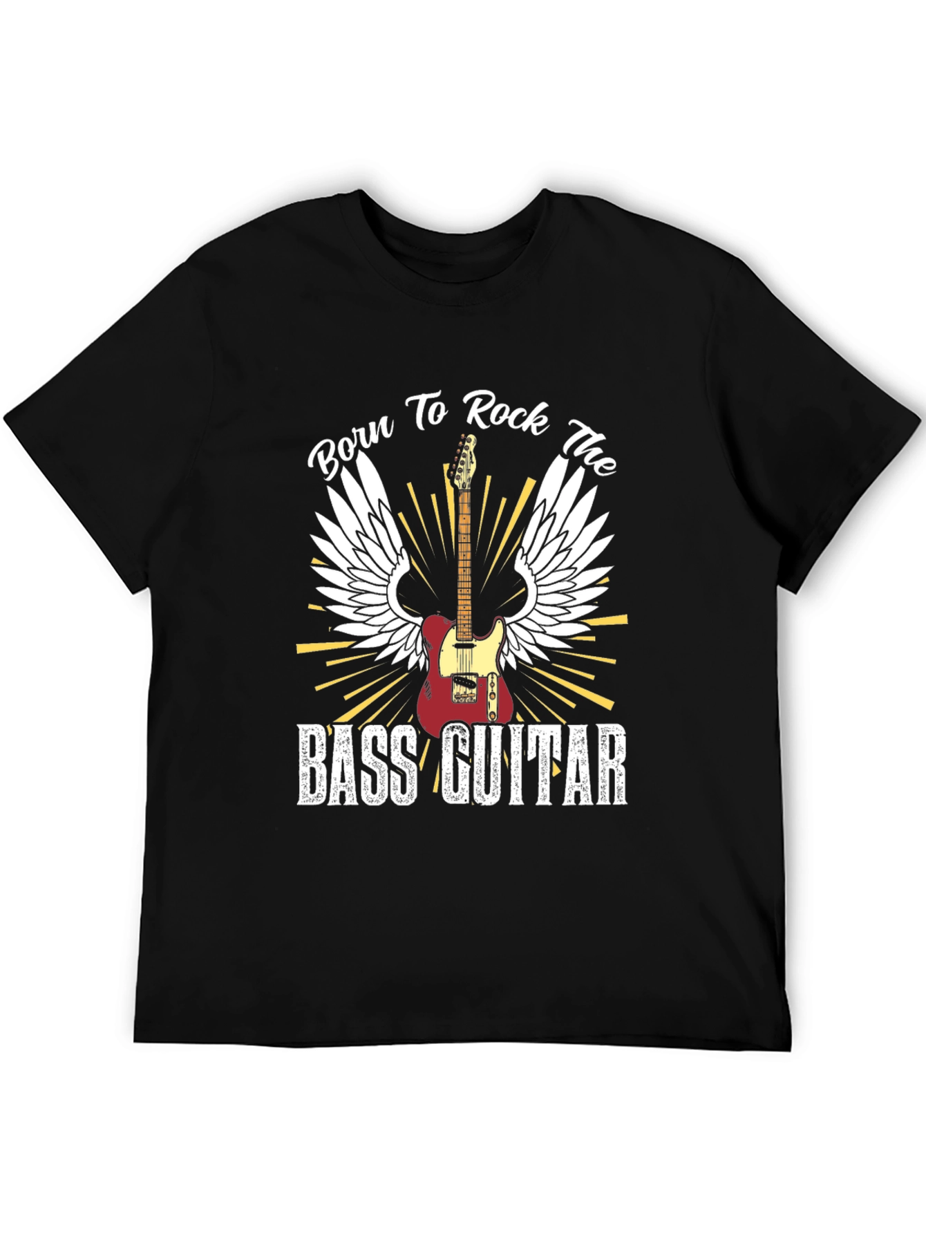 Black Born to Rock the Bass Guitar T-Shirt view 5