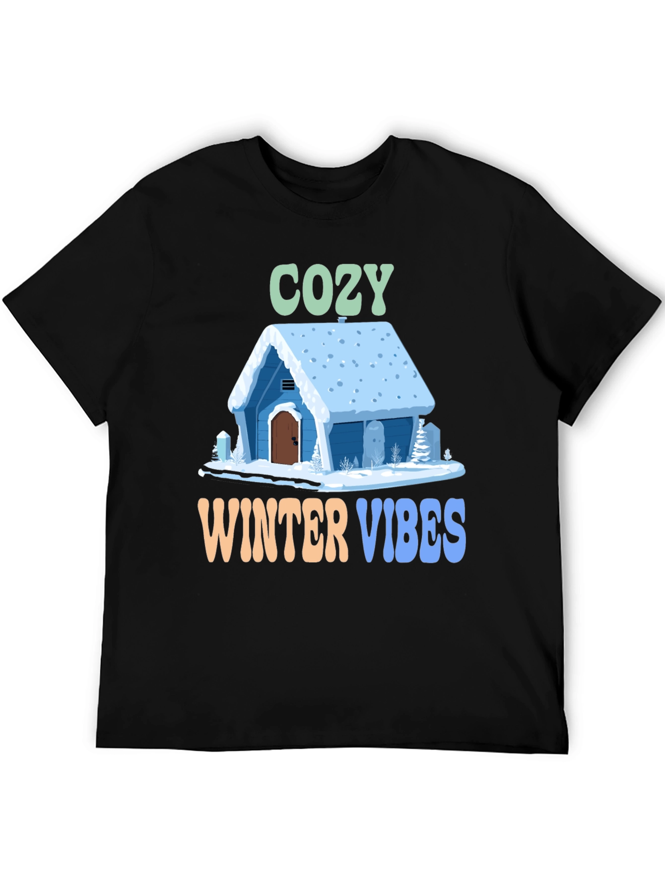 Black Cozy Winter Vibes Graphic Tee view 5