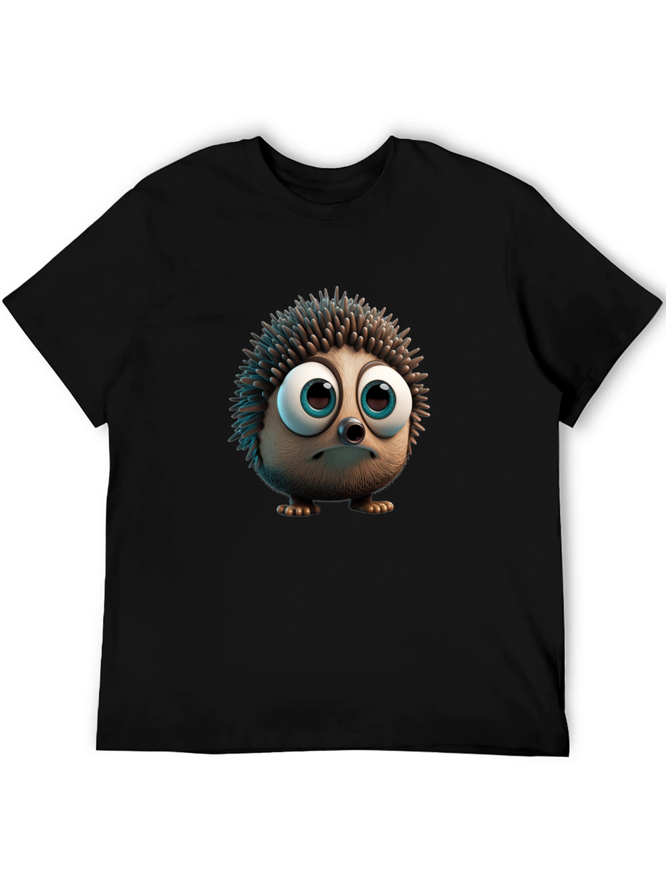 Black Cute Hedgehog Graphic Tee - Soft Black Cotton view 5