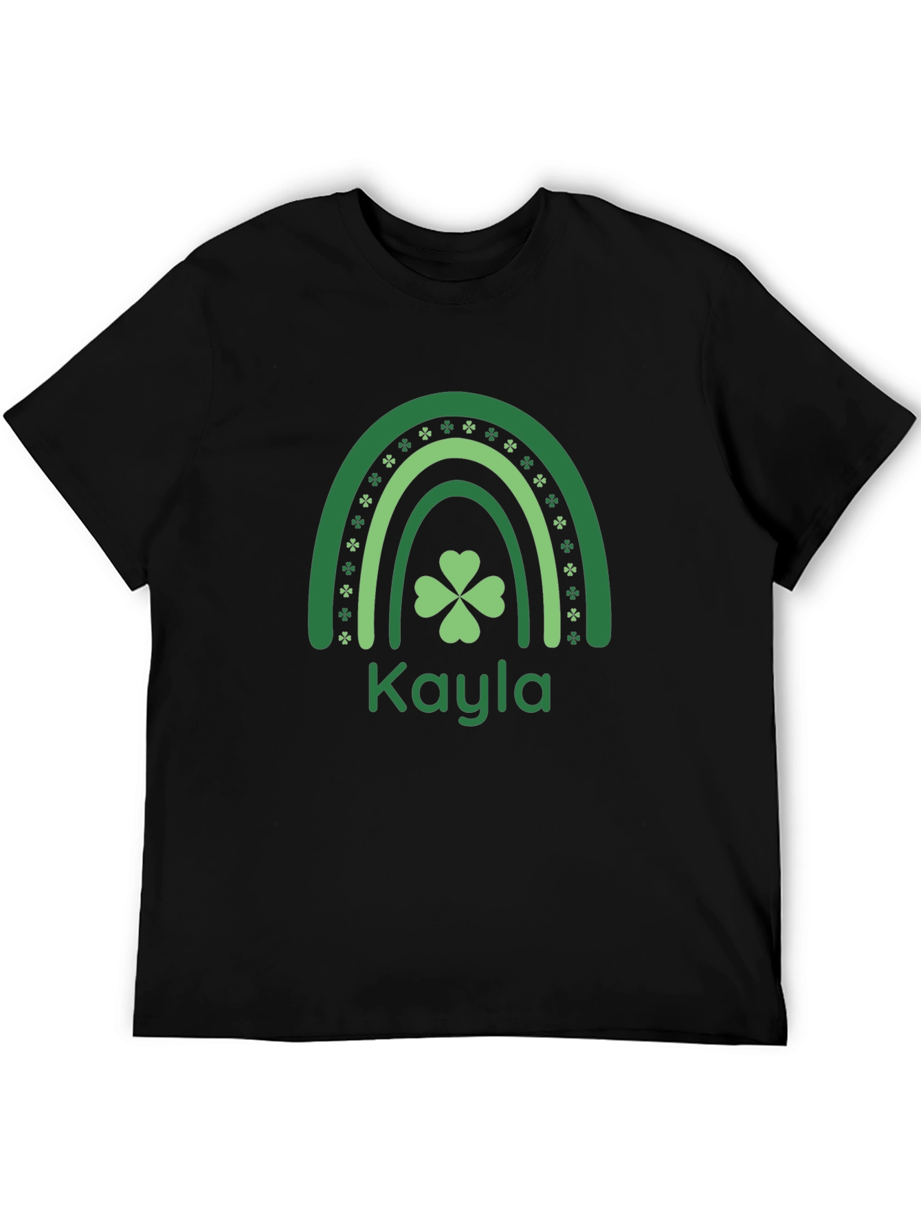 Black Kayla St. Patrick's Day Shamrock Rainbow T-Shirt view 5