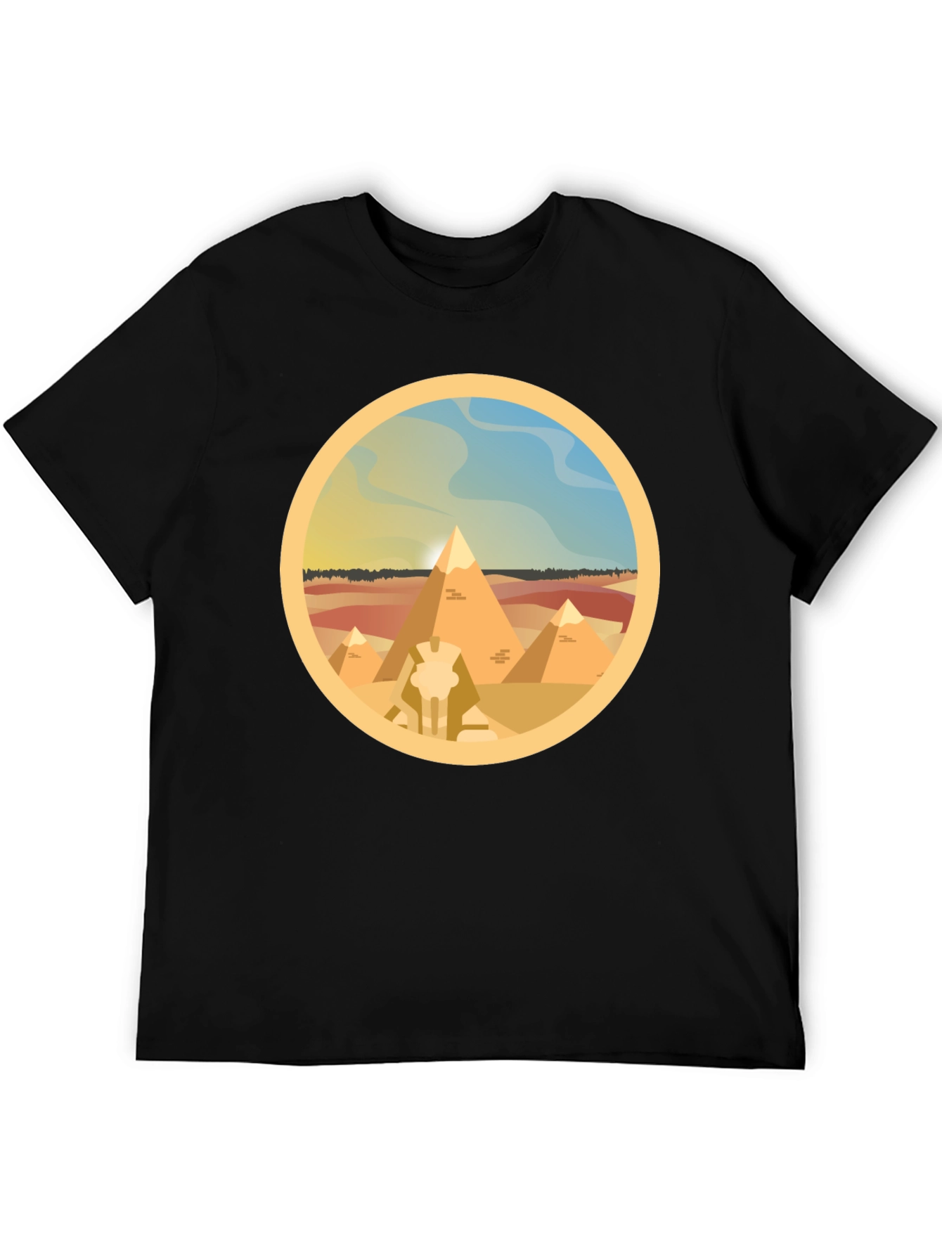 Black Egyptian Pyramids Graphic T-Shirt - Black Cotton Tee view 5
