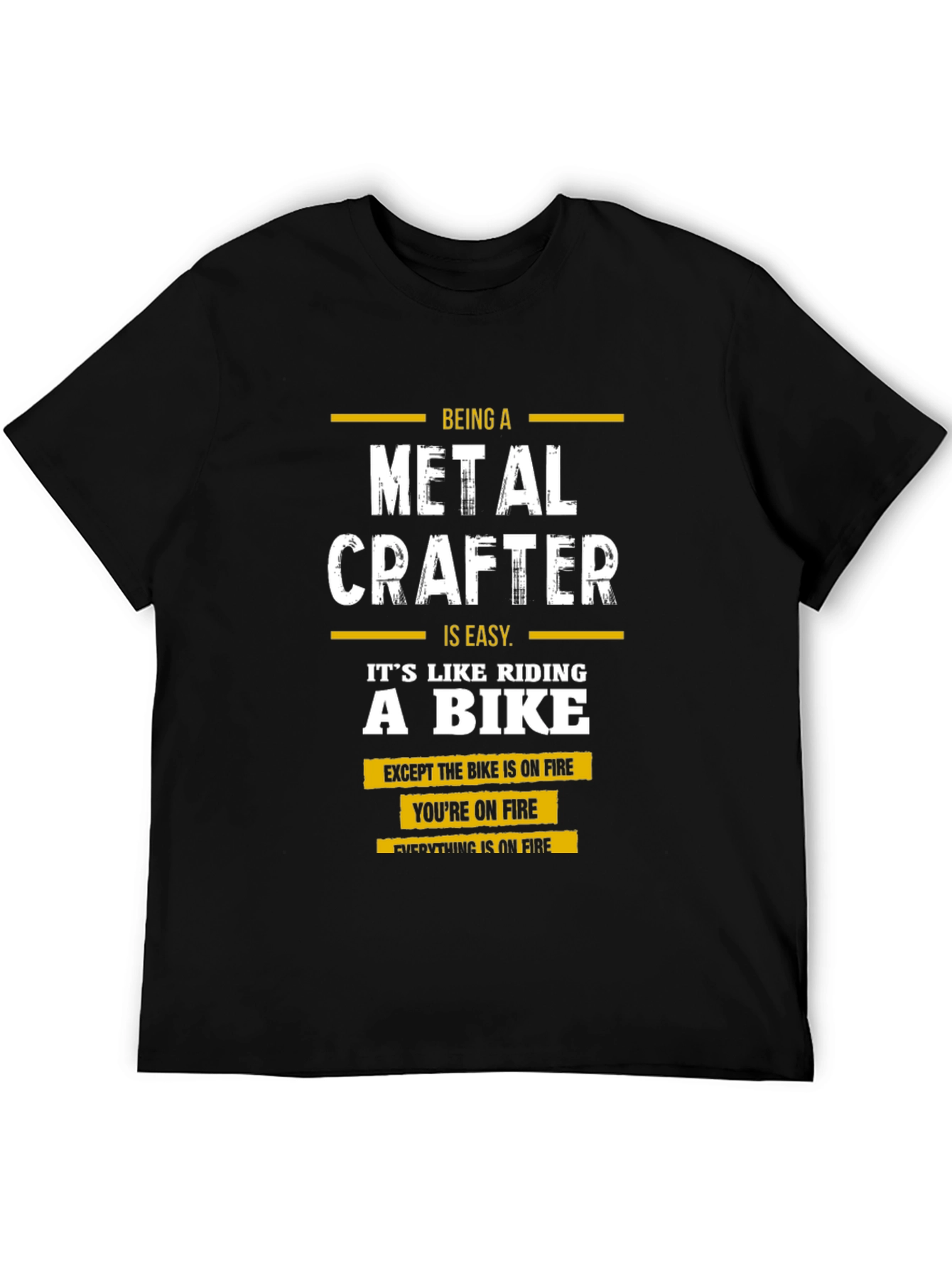 Black Metal Crafter T-Shirt: Riding a Bike on Fire! view 5