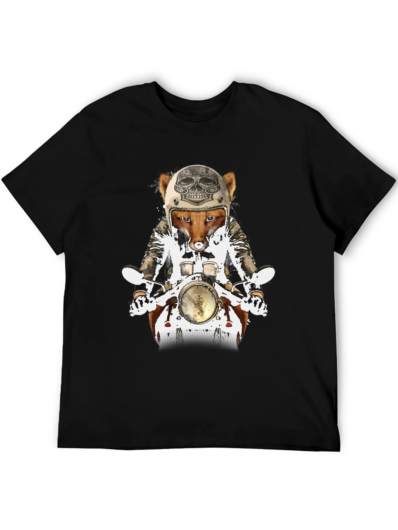 Black Fox on Motorcycle Graphic Tee view 5