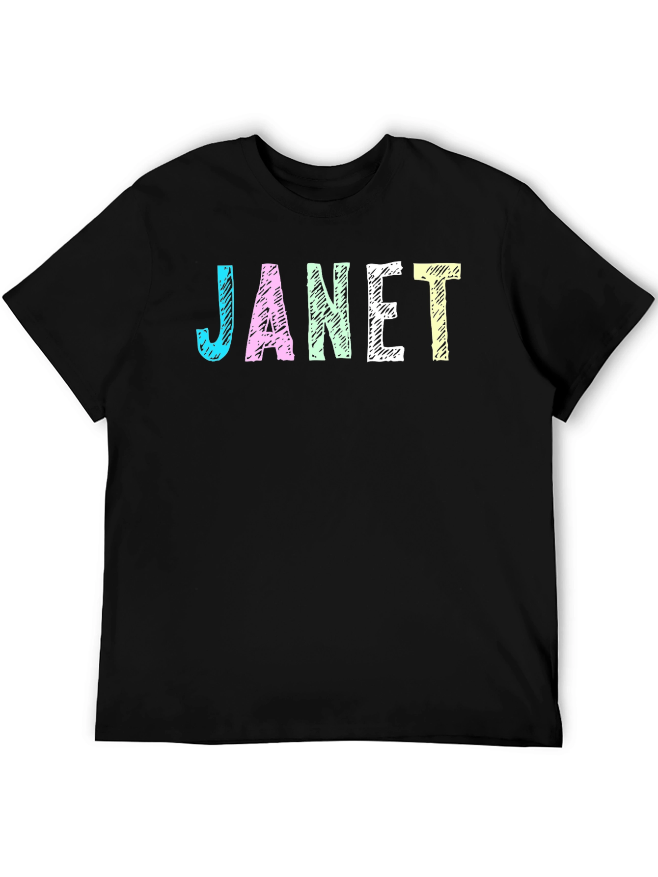 Black Janet Graphic T-Shirt - Black Crew Neck Tee view 5