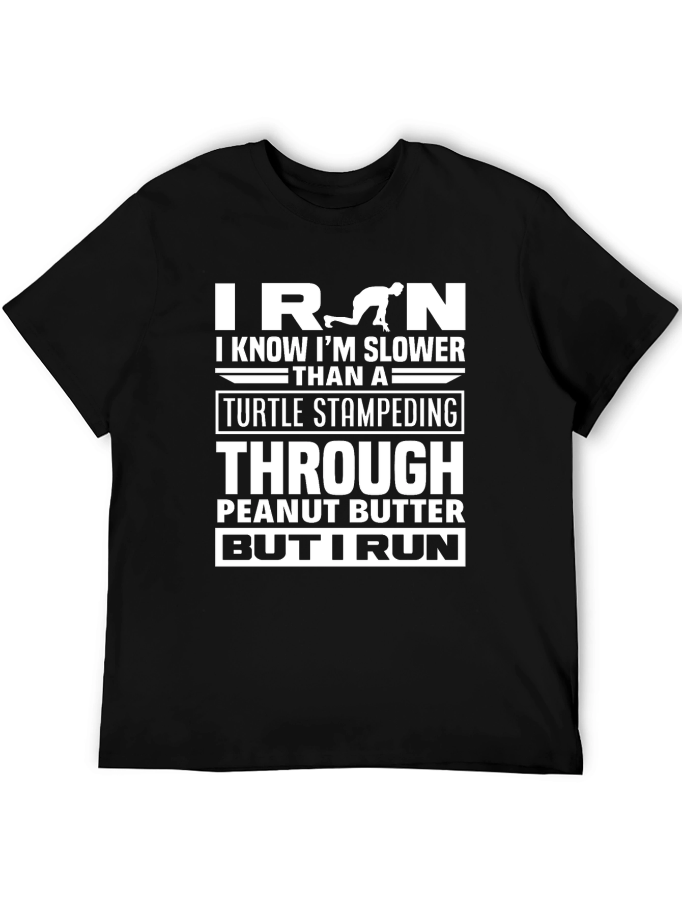 Black Funny Iron Run T-Shirt: Slower Than a Turtle view 5