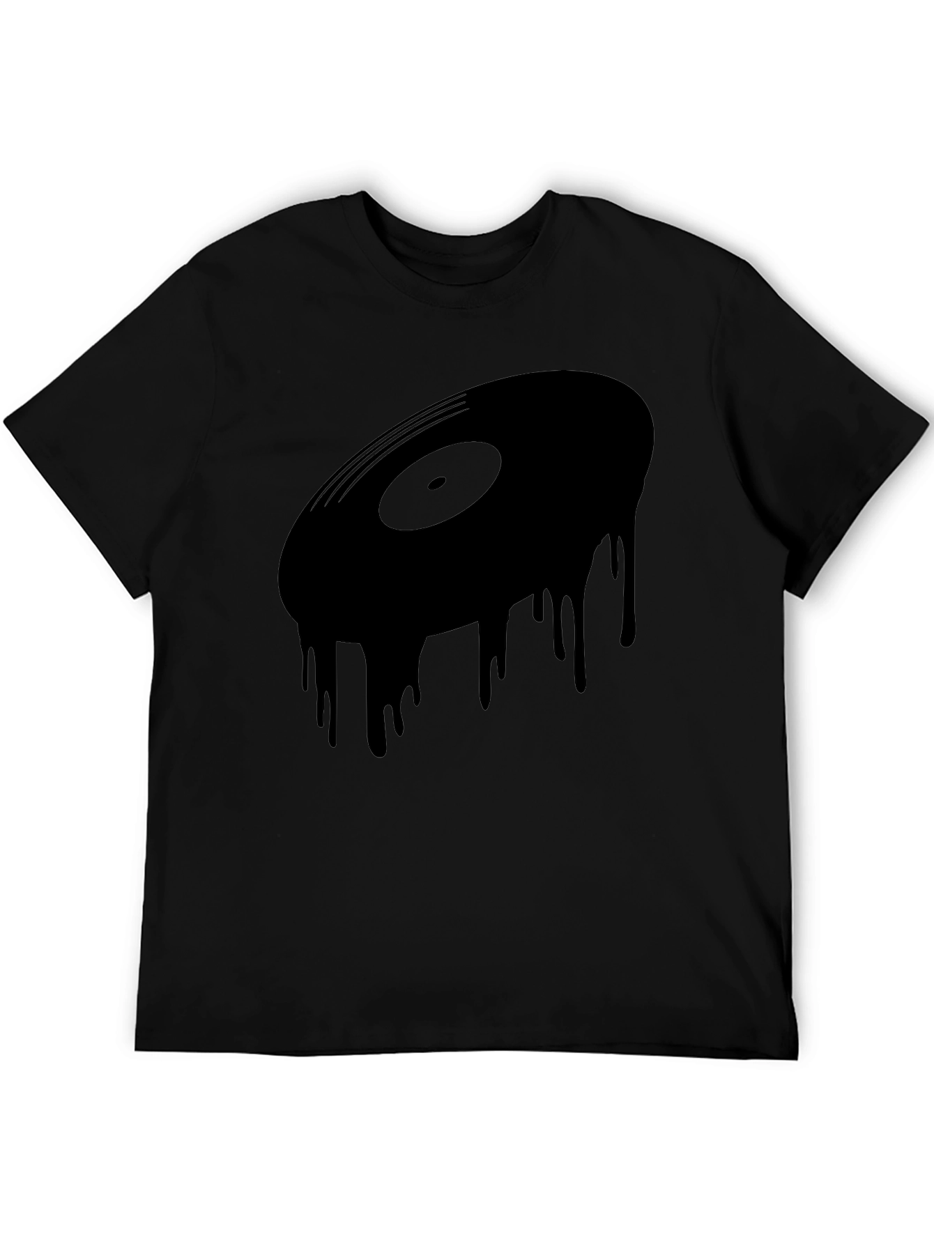 Black Dripping Vinyl Record Graphic Tee - Black view 5