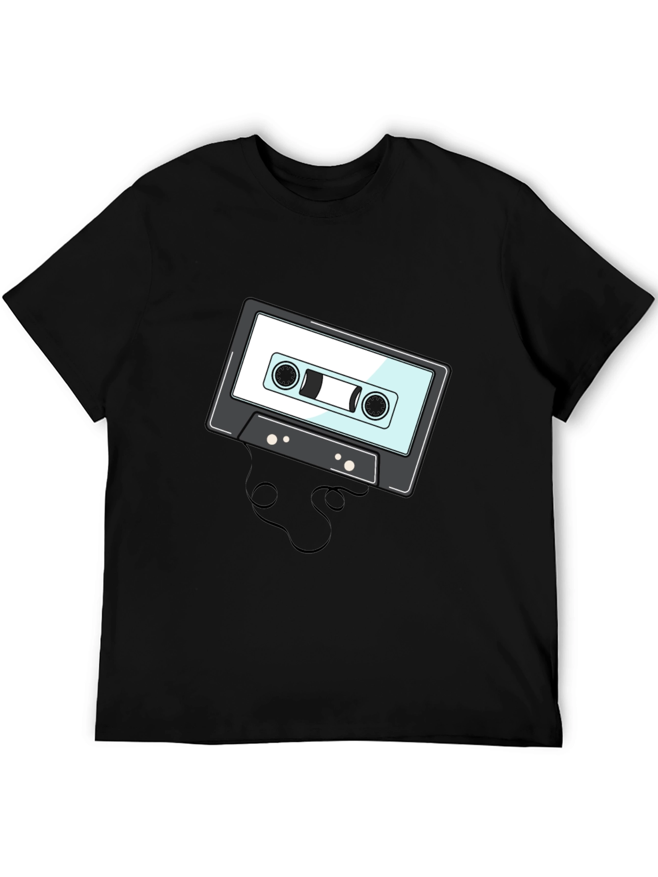 Black Retro Cassette Tape Graphic T-Shirt view 5