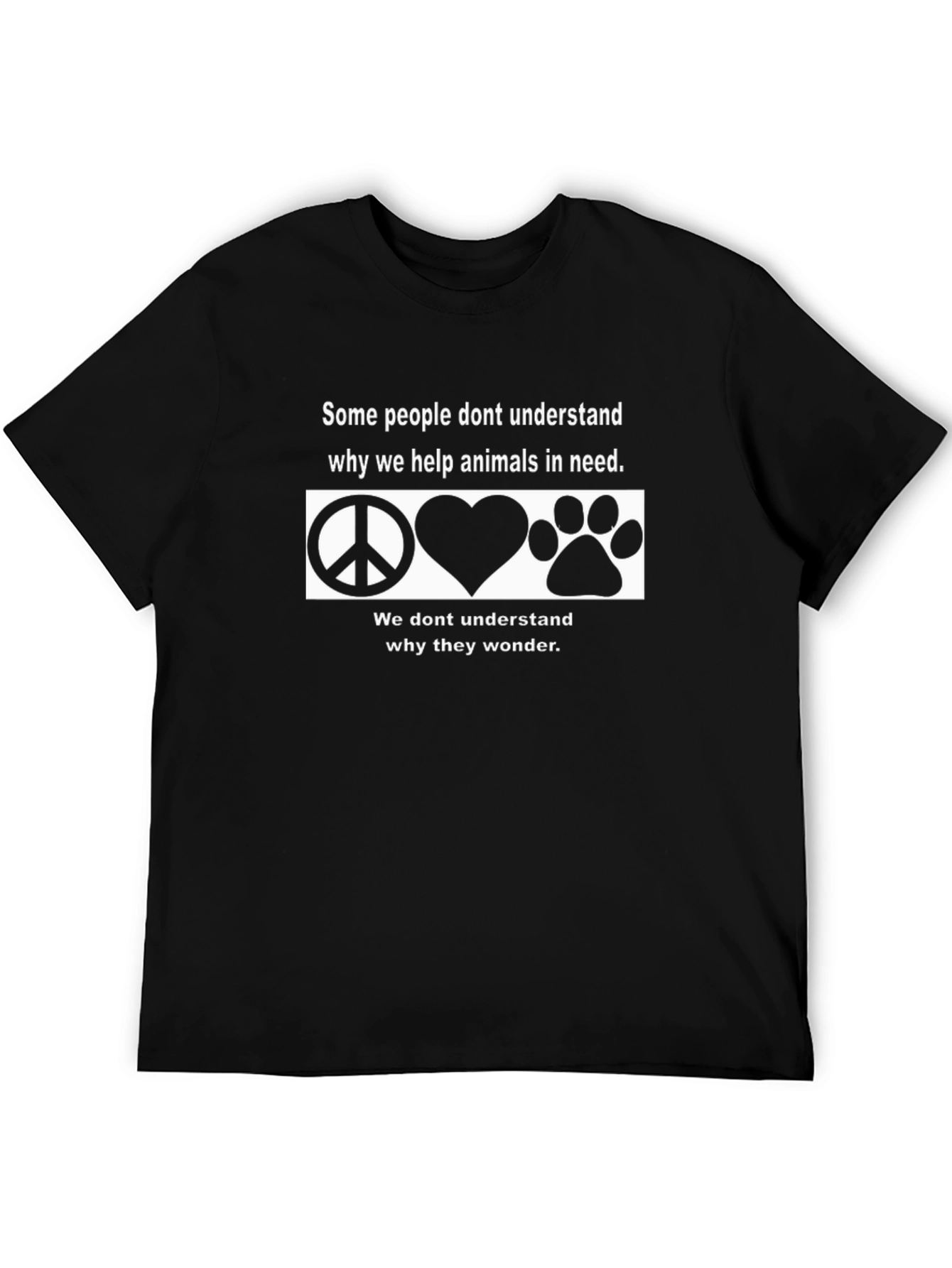 Black Animal Lover Peace Heart Paw Graphic Tee view 5
