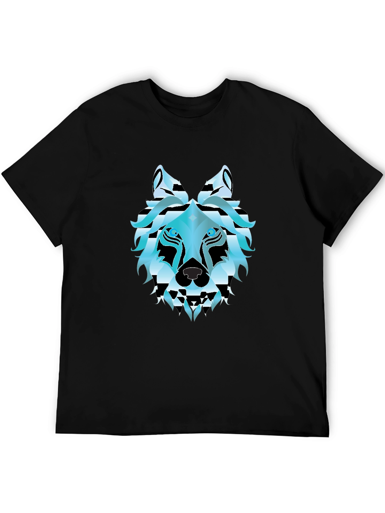 Black Cool Wolf Graphic T-Shirt - Black view 5