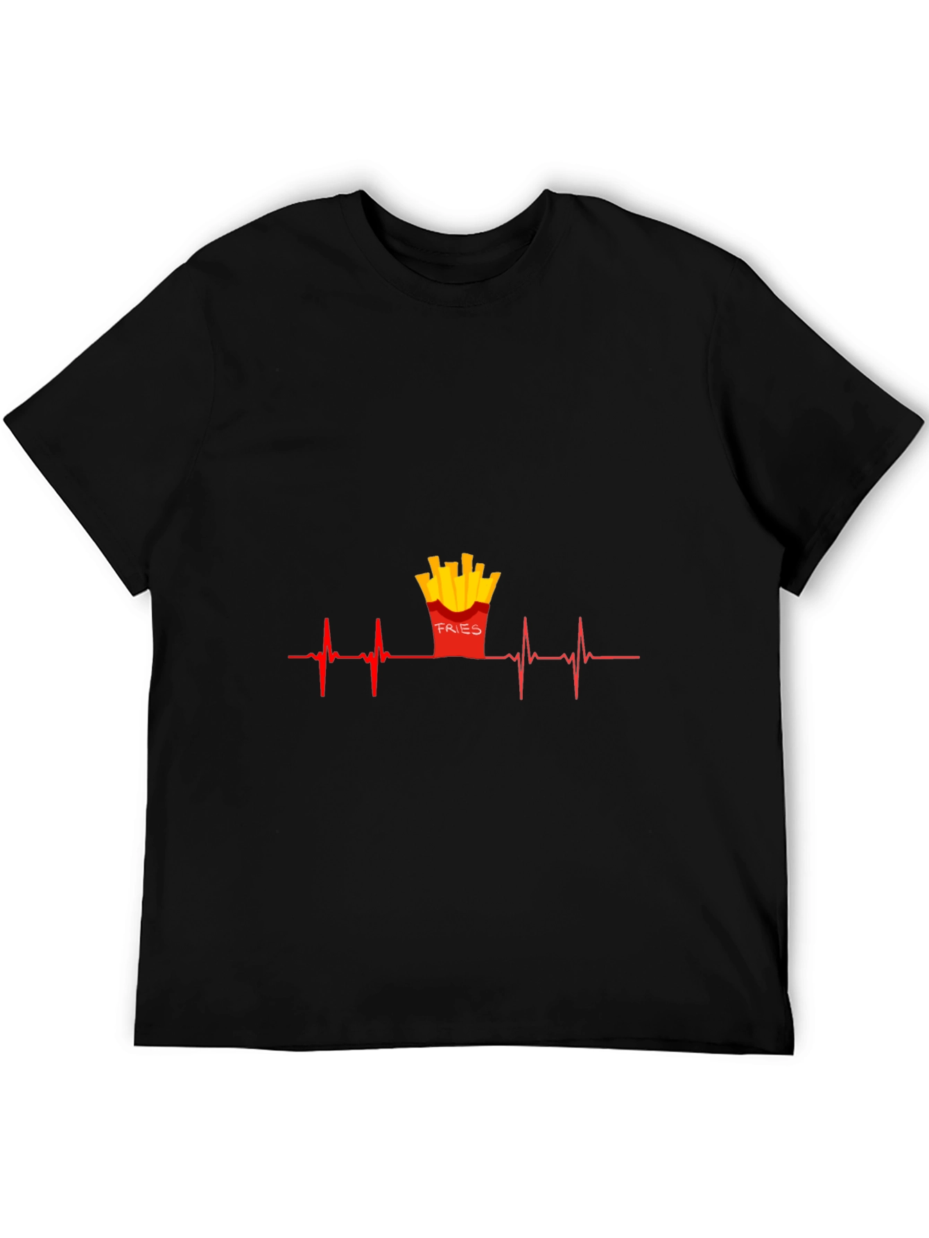 Black Fries Heartbeat Graphic Tee - Unisex Casual Shirt view 5