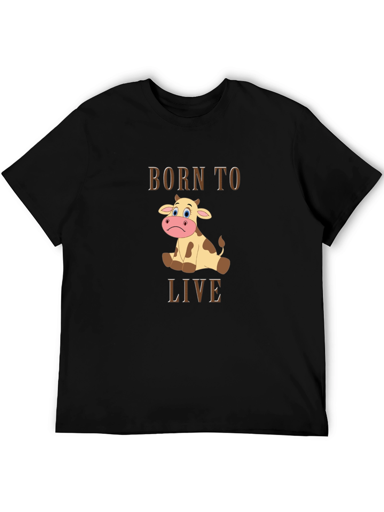 Black Born to Live Cow Graphic T-Shirt view 5