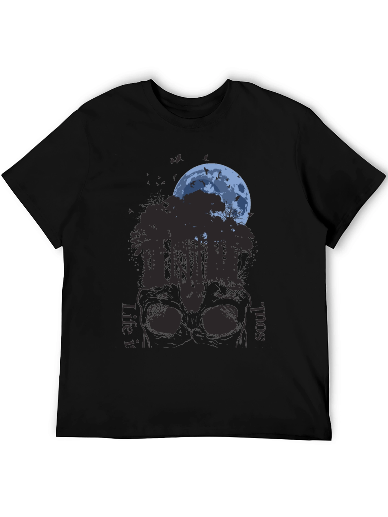 Black Skull Forest Moon Graphic T-Shirt view 5