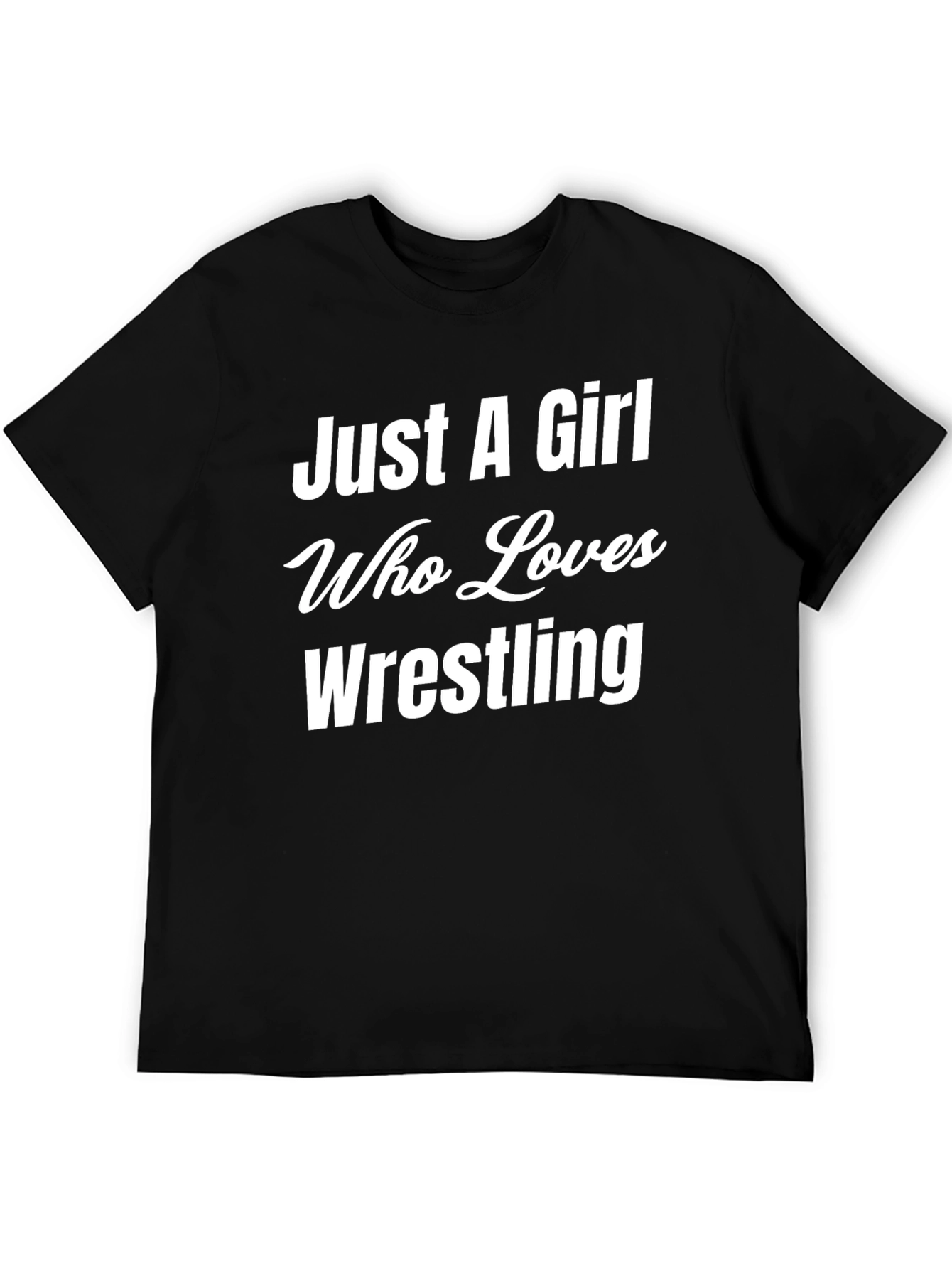 Black Just A Girl Who Loves Wrestling T-Shirt view 5