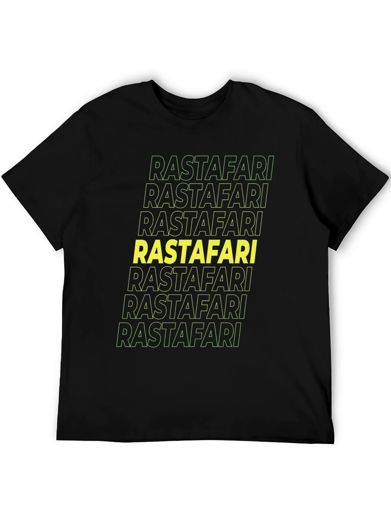 Black Rastafari Graphic Print Crew Neck T-Shirt view 5