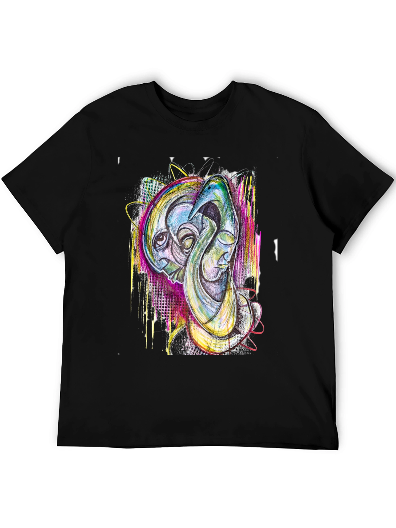 Black Abstract Art Print Black T-Shirt view 5